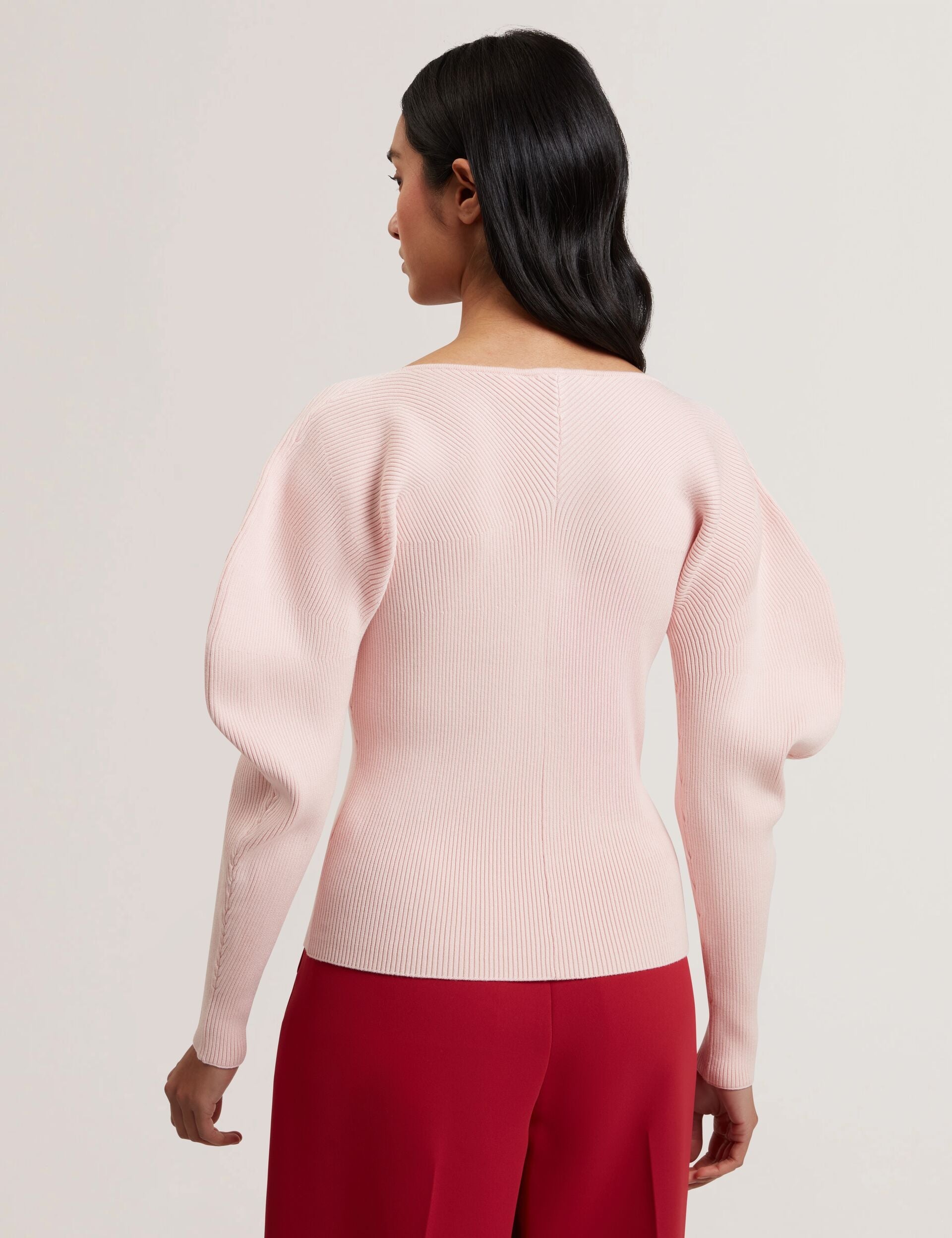 Ted Baker AMELYAA - Rib Sculpt Sleeve Sweater LIGHT PINK