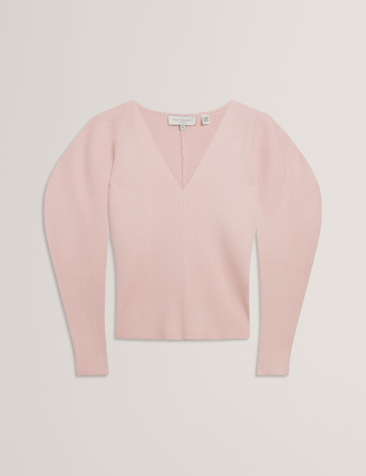 Ted Baker AMELYAA - Rib Sculpt Sleeve Sweater LIGHT PINK