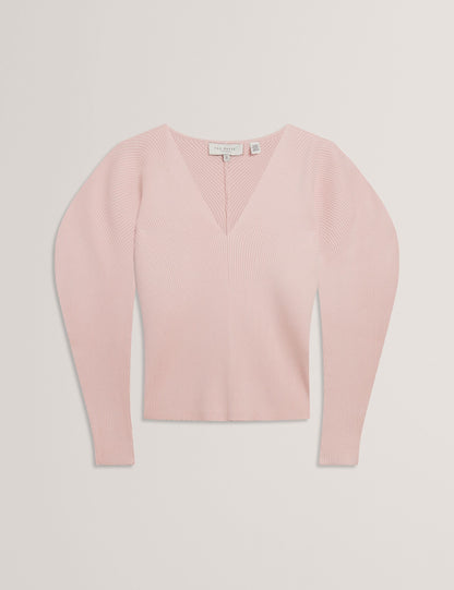 Ted Baker AMELYAA - Rib Sculpt Sleeve Sweater LIGHT PINK