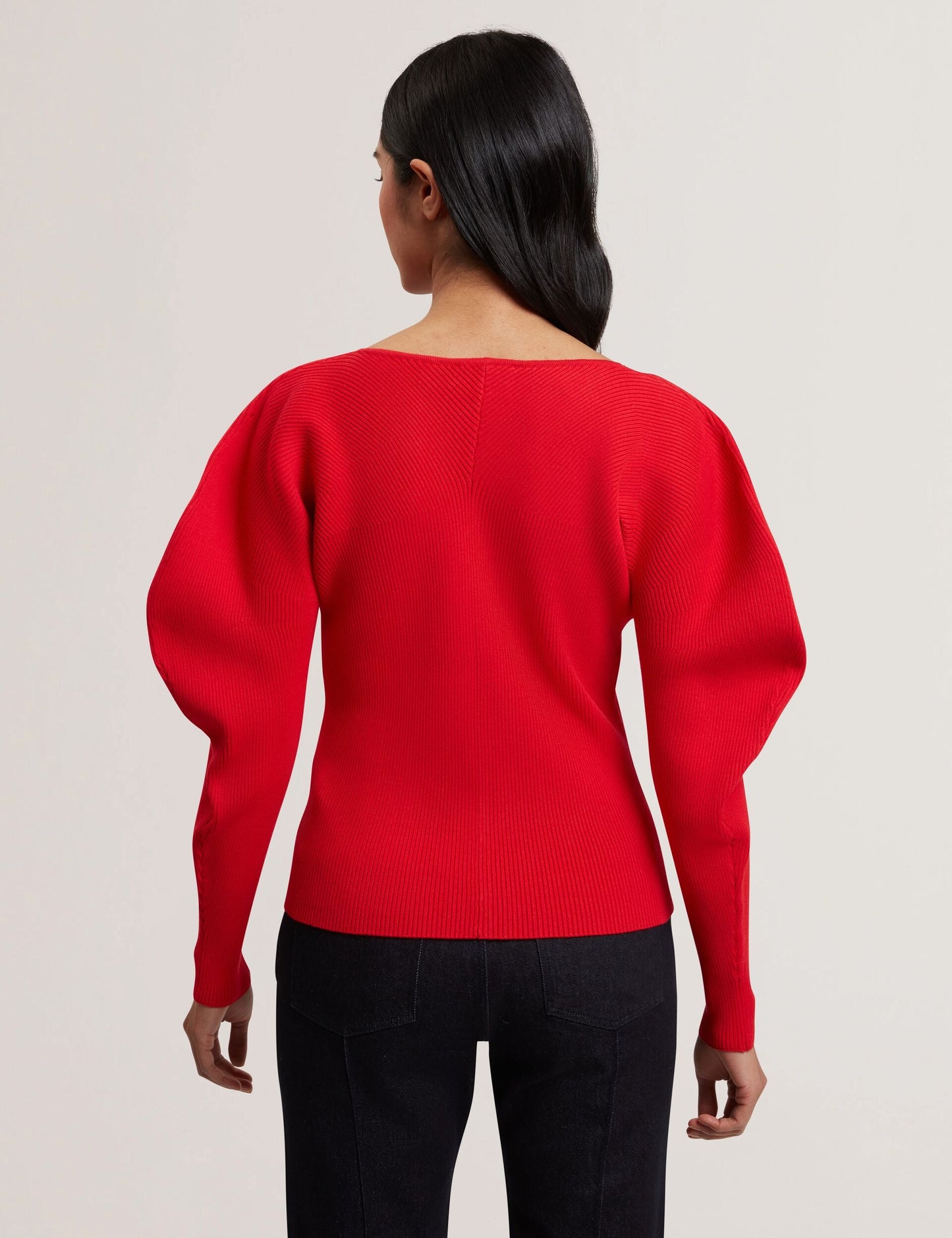 Ted Baker AMELYAA - Rib Sculpt Sleeve Sweater BRIGHT RED