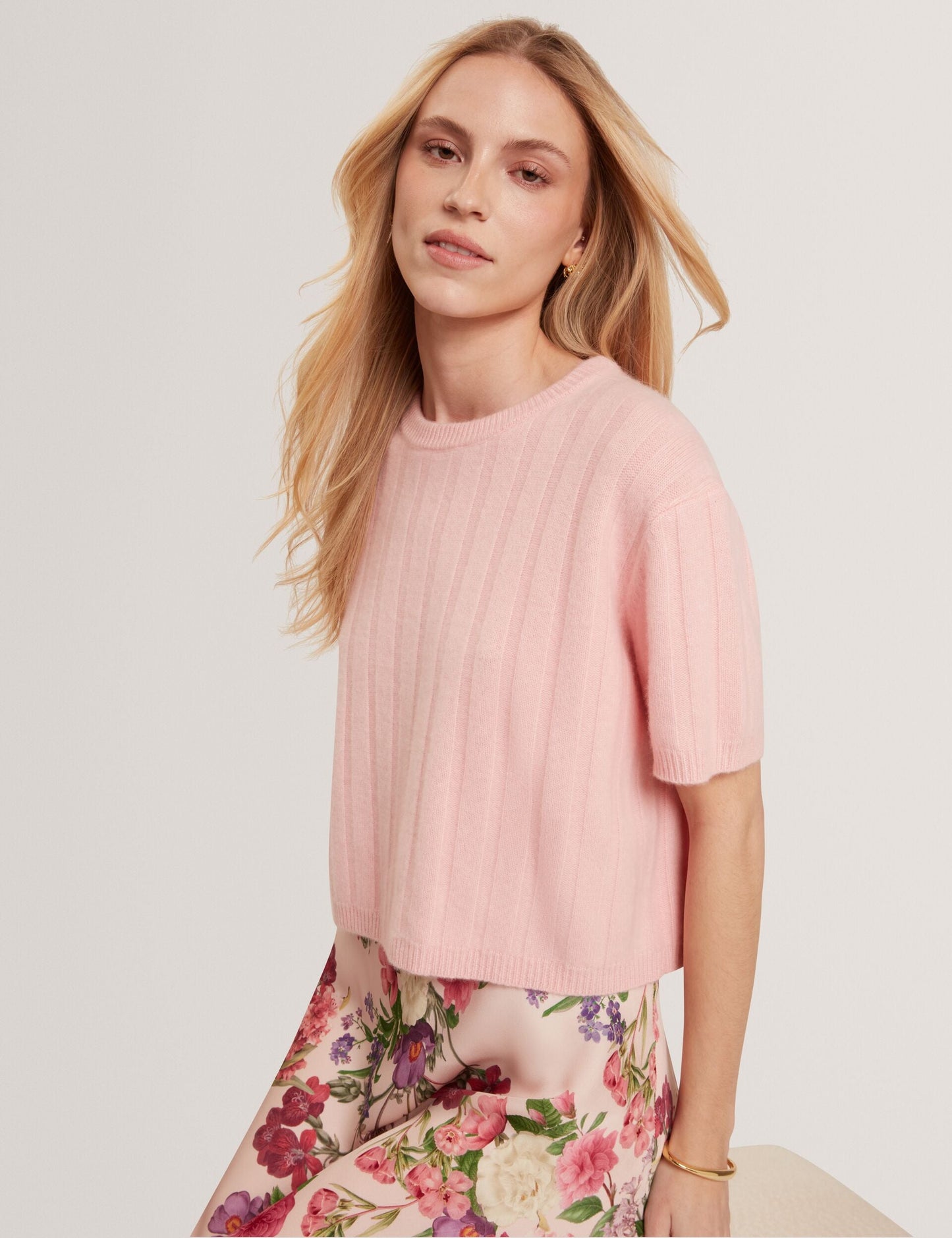 Ted Baker SHERRY - Cashmere Rib Pull Over Sweater PINK