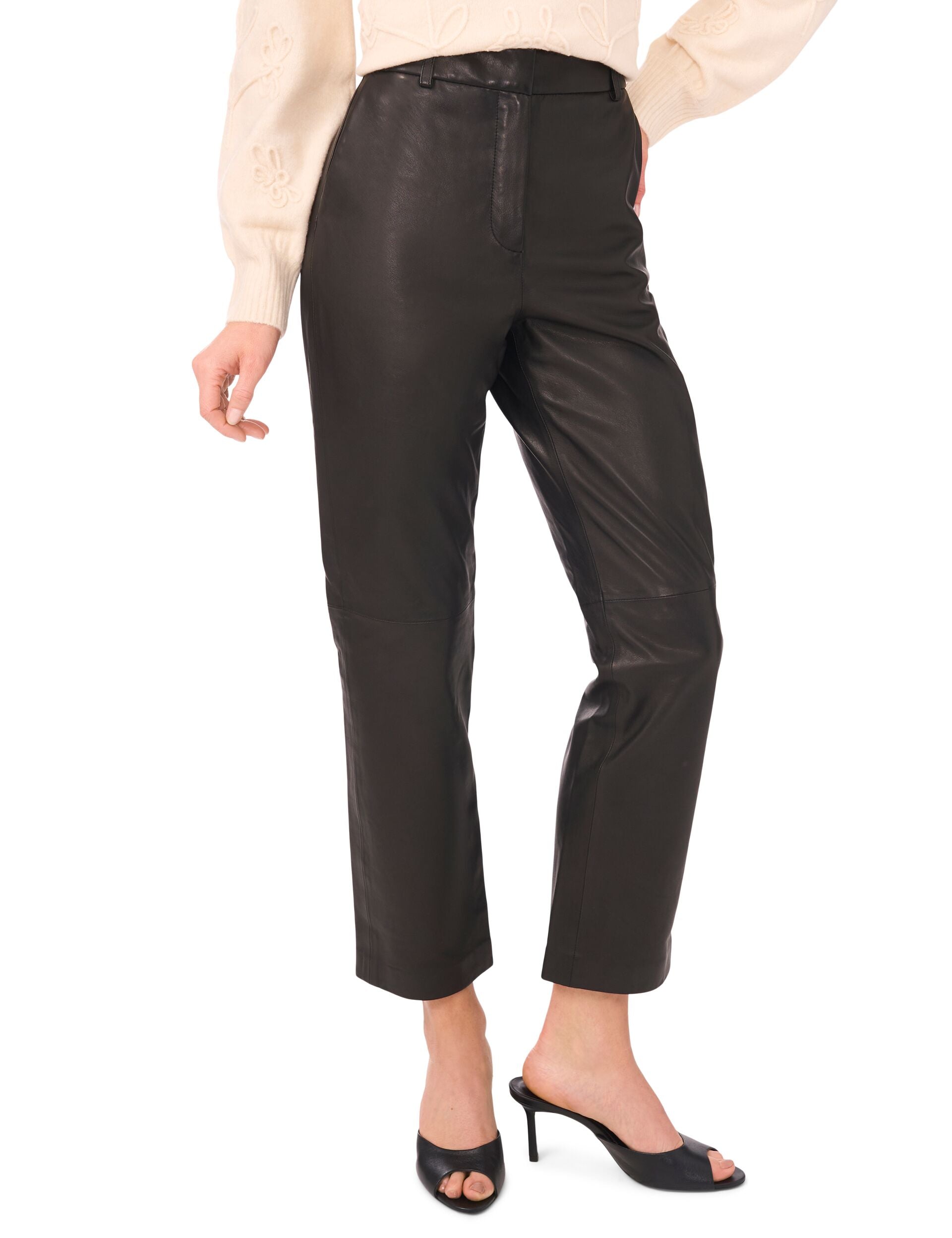 Ted Baker LYNDINA - Leather Straight Leg Trousers BLACK