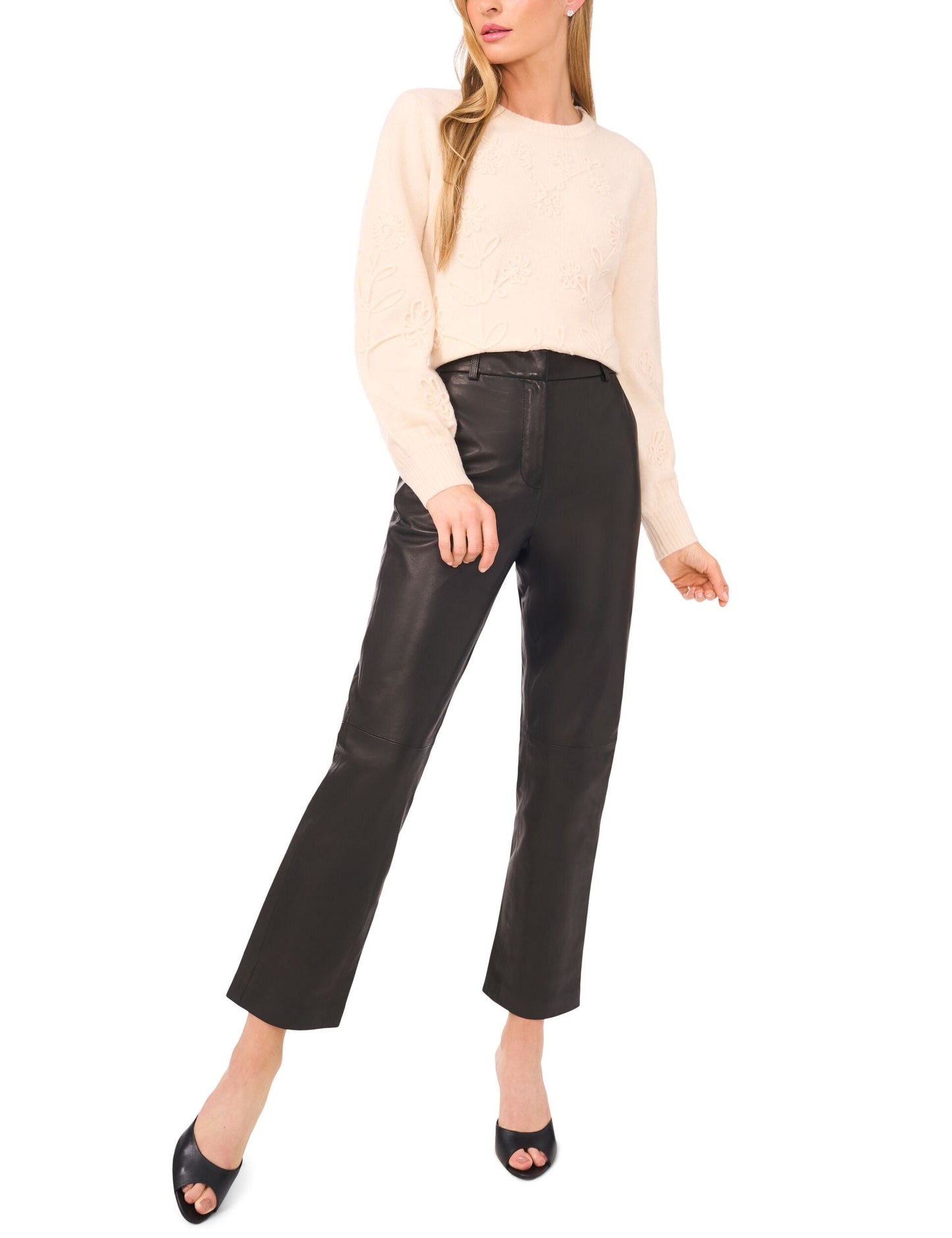 Ted Baker LYNDINA - Leather Straight Leg Trousers BLACK
