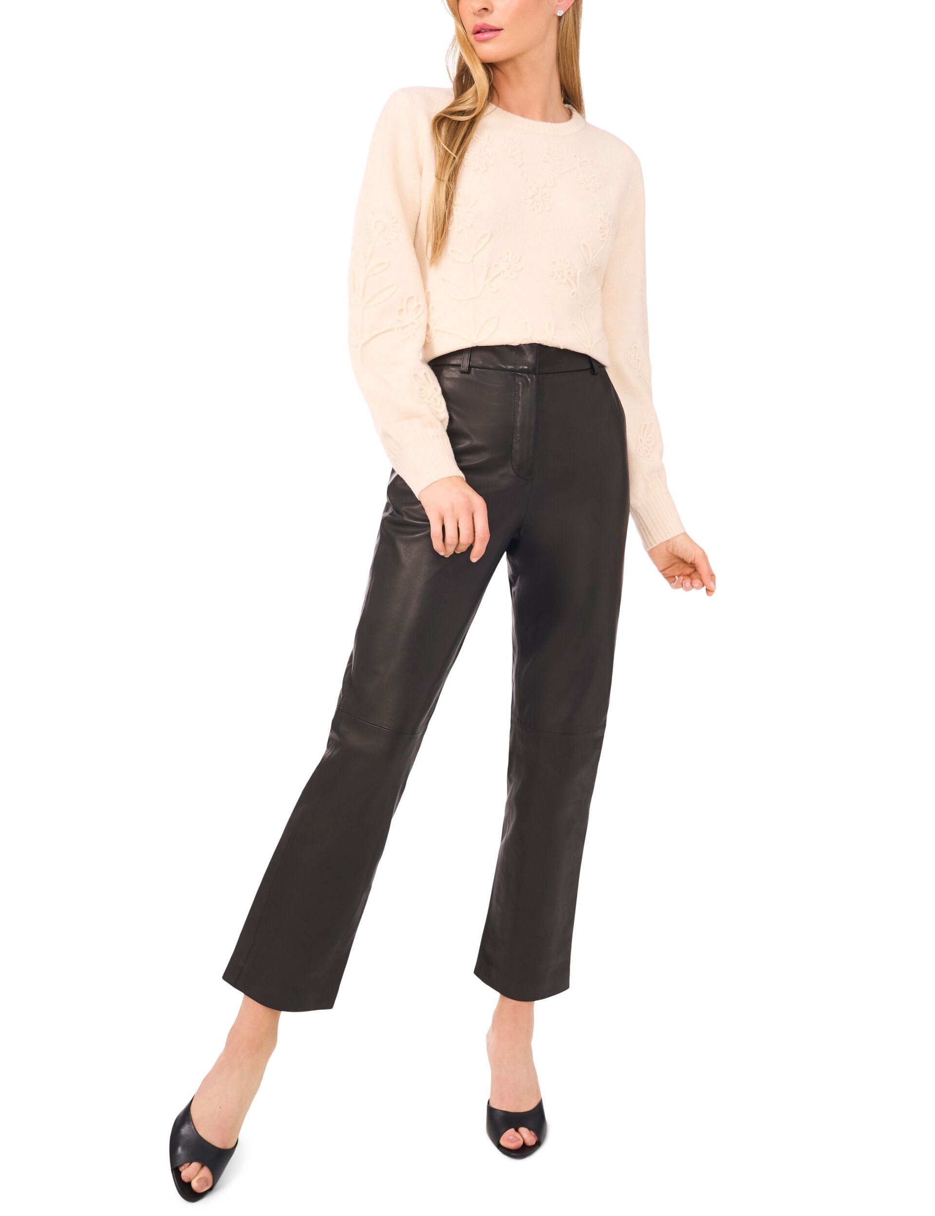 Ted Baker LYNDINA - Leather Straight Leg Trousers BLACK