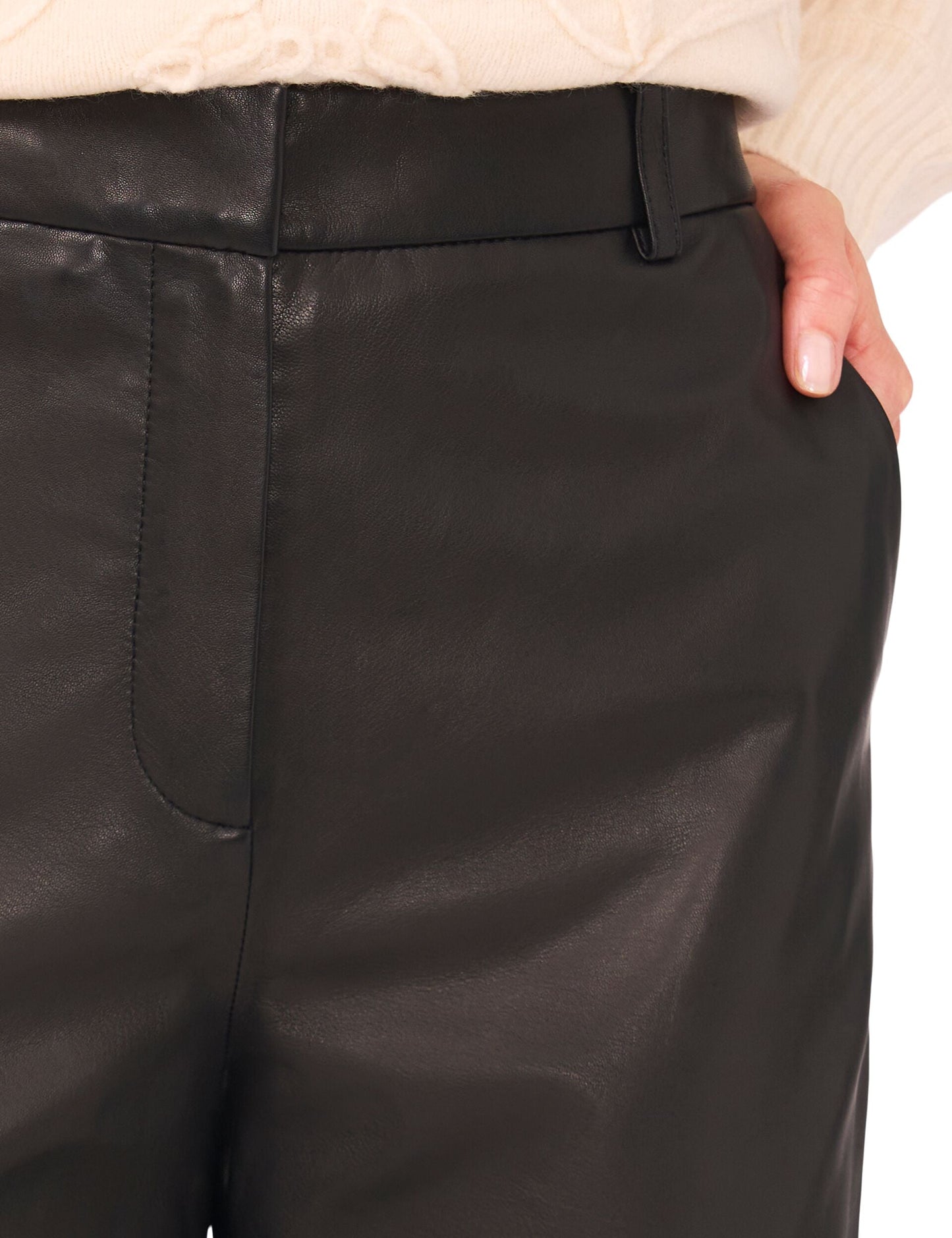 Ted Baker LYNDINA - Leather Straight Leg Trousers BLACK