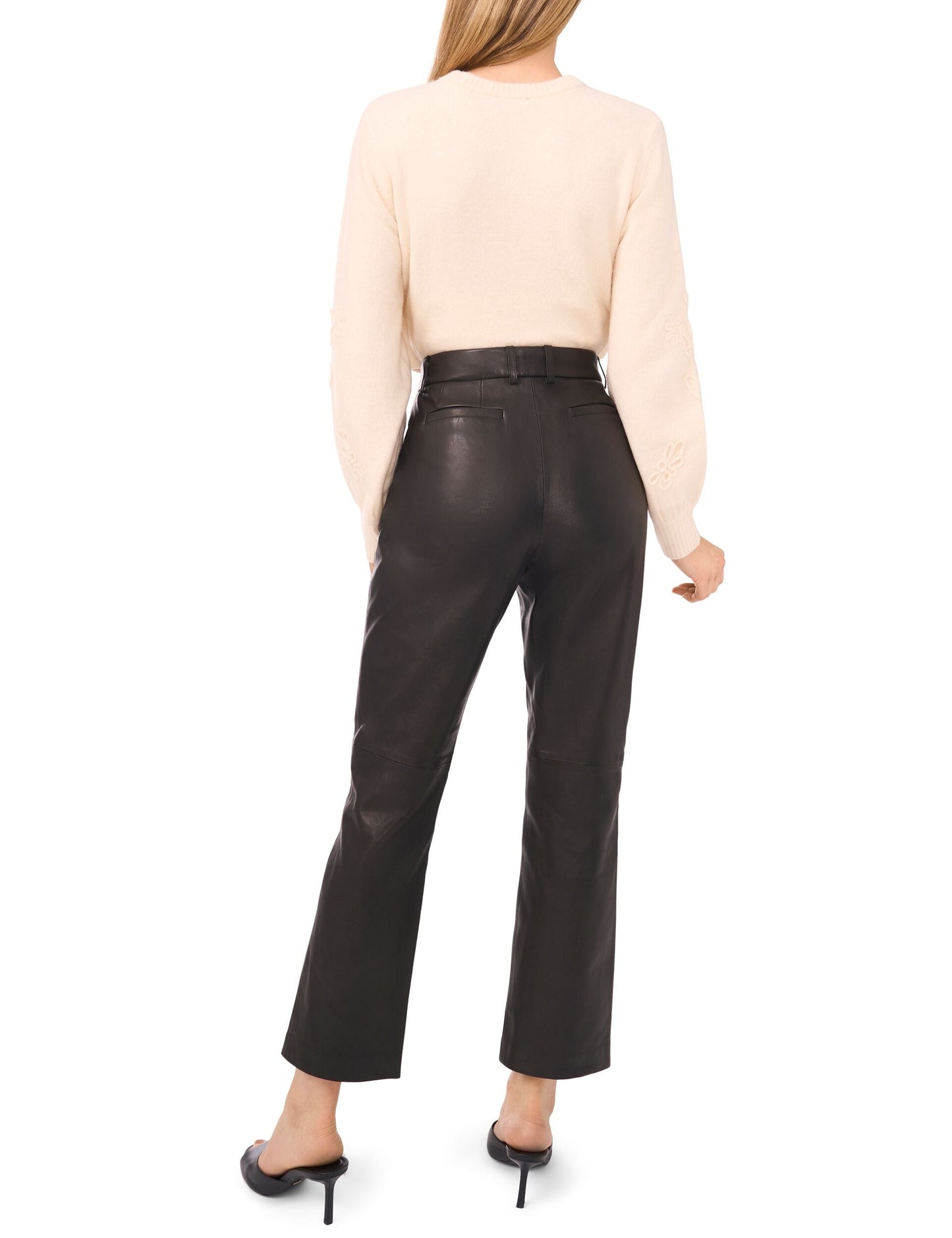 Ted Baker LYNDINA - Leather Straight Leg Trousers BLACK