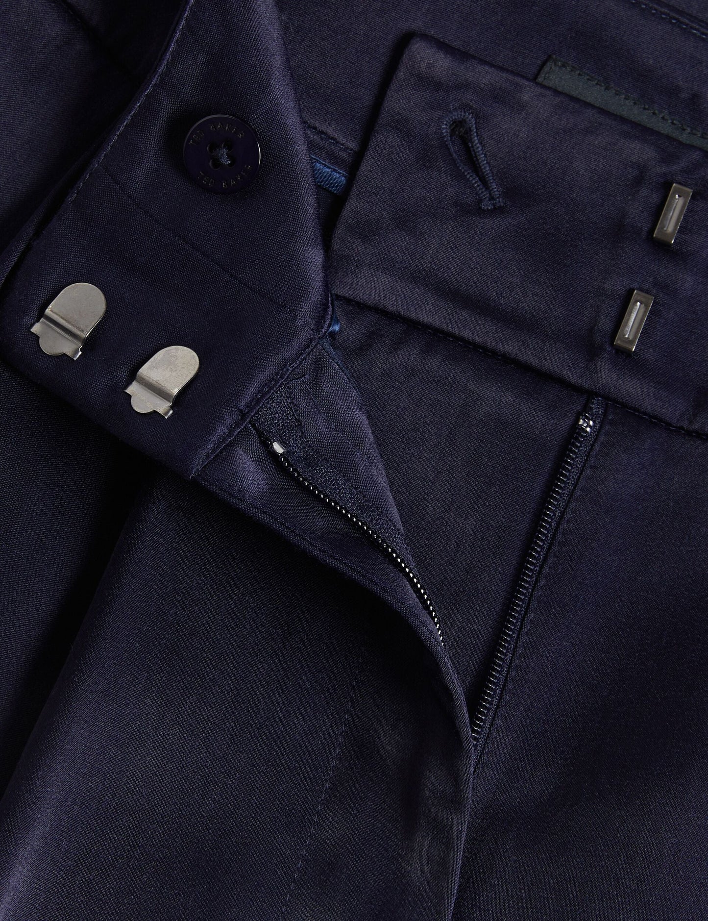 Ted Baker TEERUT - Satin Tailored Wide Flood Length Trousers NAVY