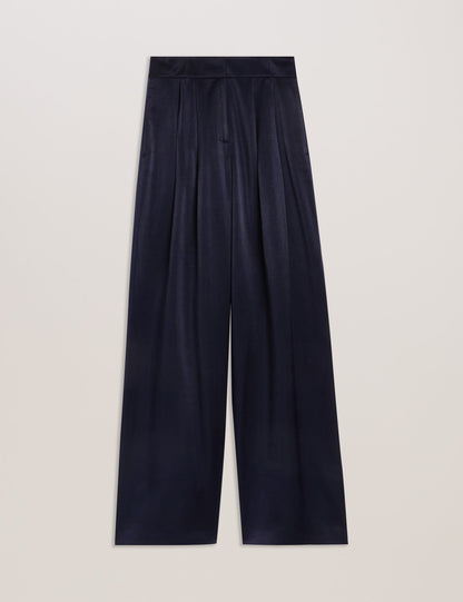 Ted Baker TEERUT - Satin Tailored Wide Flood Length Trousers NAVY