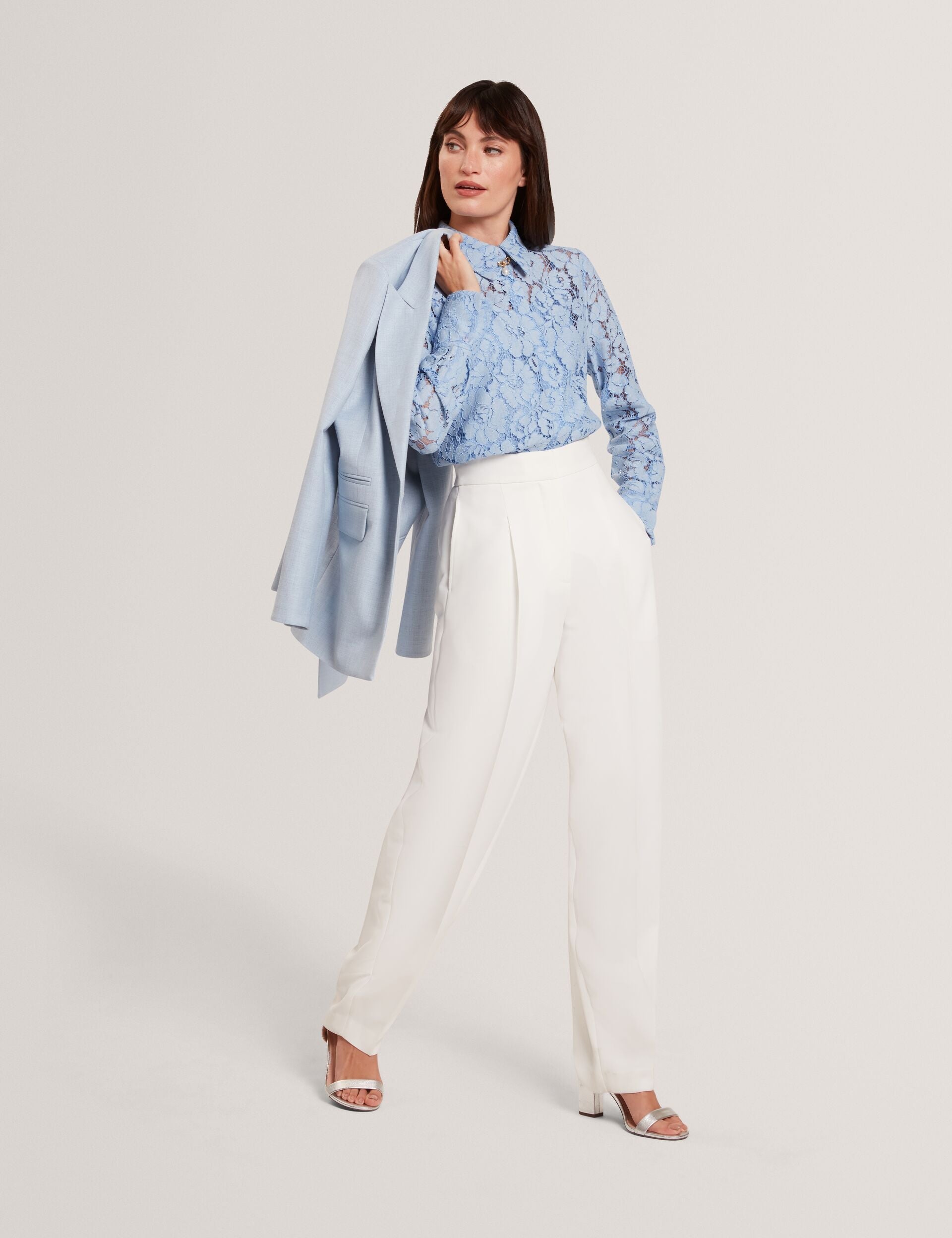 Ted Baker MORRIAT - Barrel Leg Woven Tailored Trousers IVORY