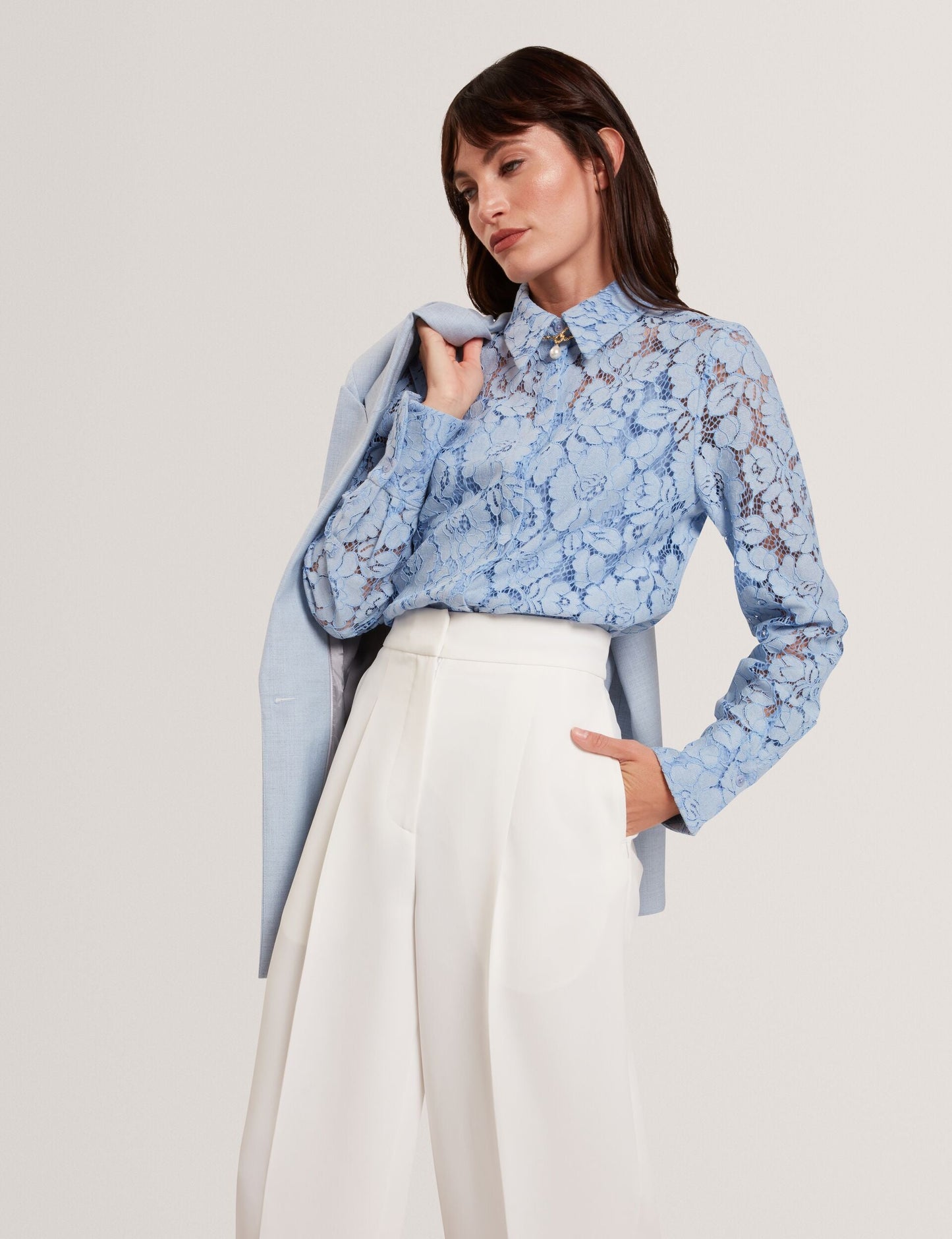 Ted Baker MORRIAT - Barrel Leg Woven Tailored Trousers IVORY