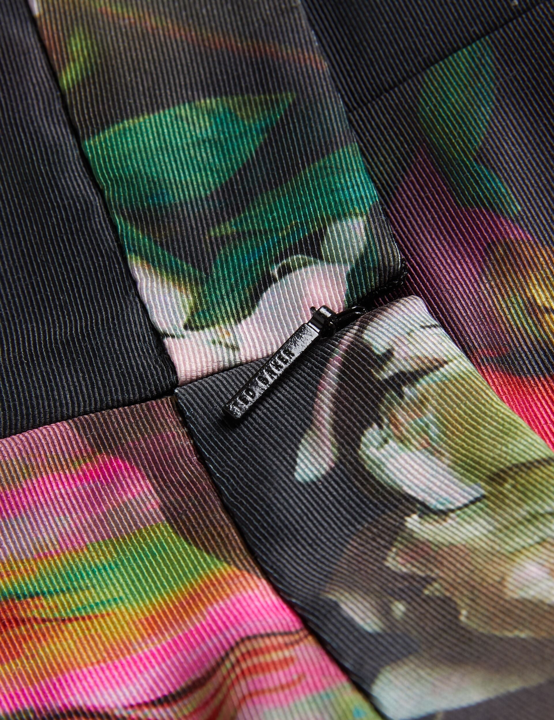 Ted Baker OKUNIT - Tapered Leg Floral Print Tailored Trousers BLACK