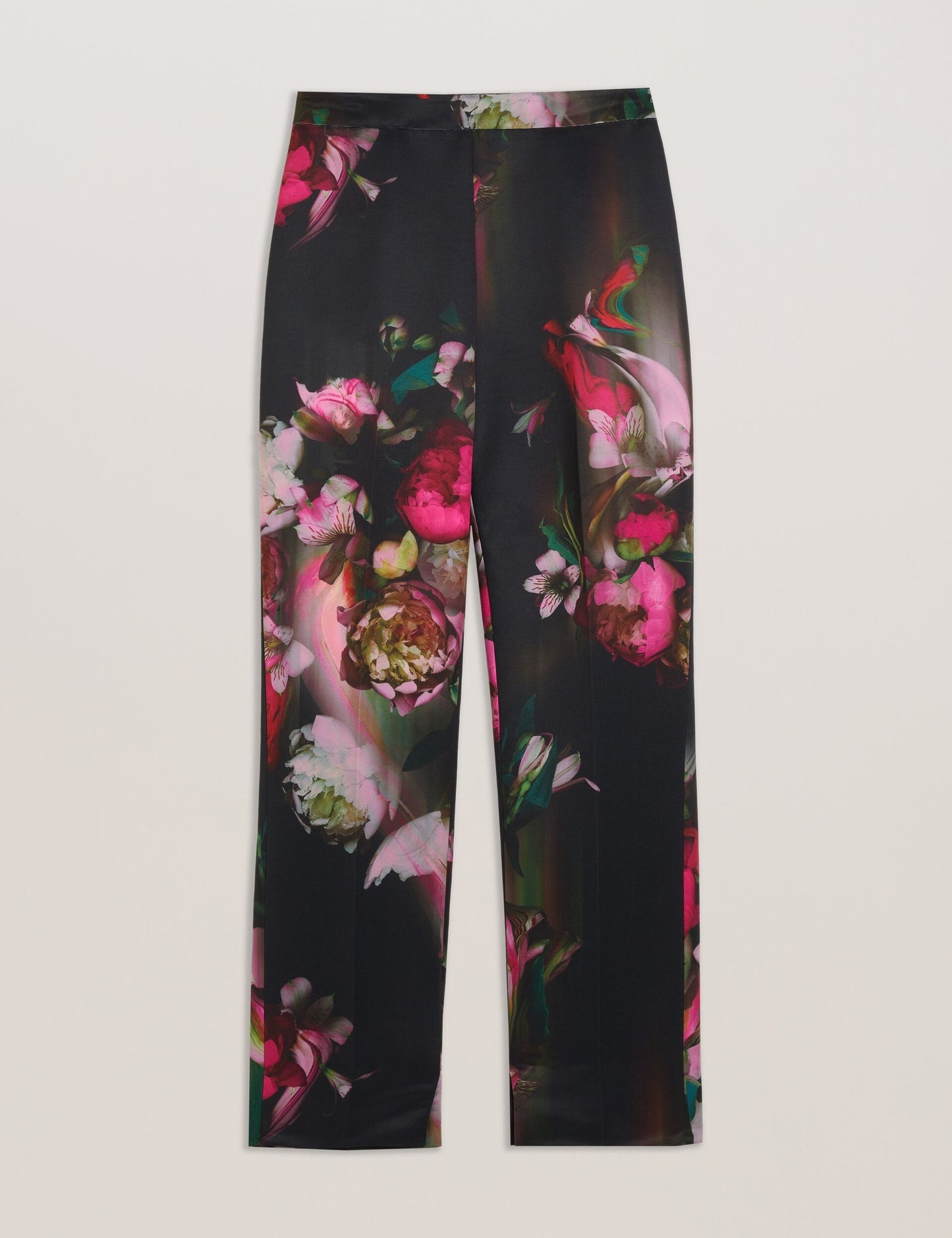 Ted Baker OKUNIT - Tapered Leg Floral Print Tailored Trousers BLACK