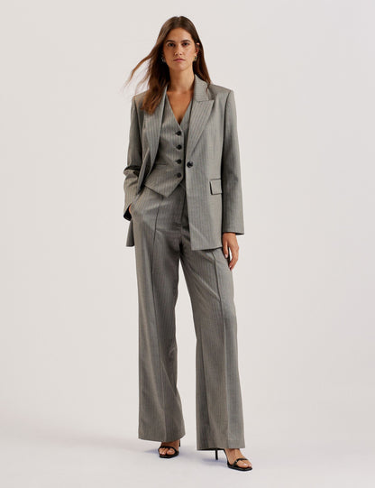 Ted Baker KOAT - Herringbone Wide Leg Tailored Trousers DARK GREY
