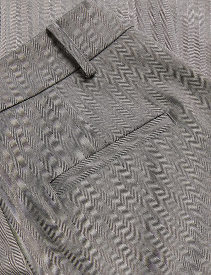 Ted Baker KOAT - Herringbone Wide Leg Tailored Trousers DARK GREY