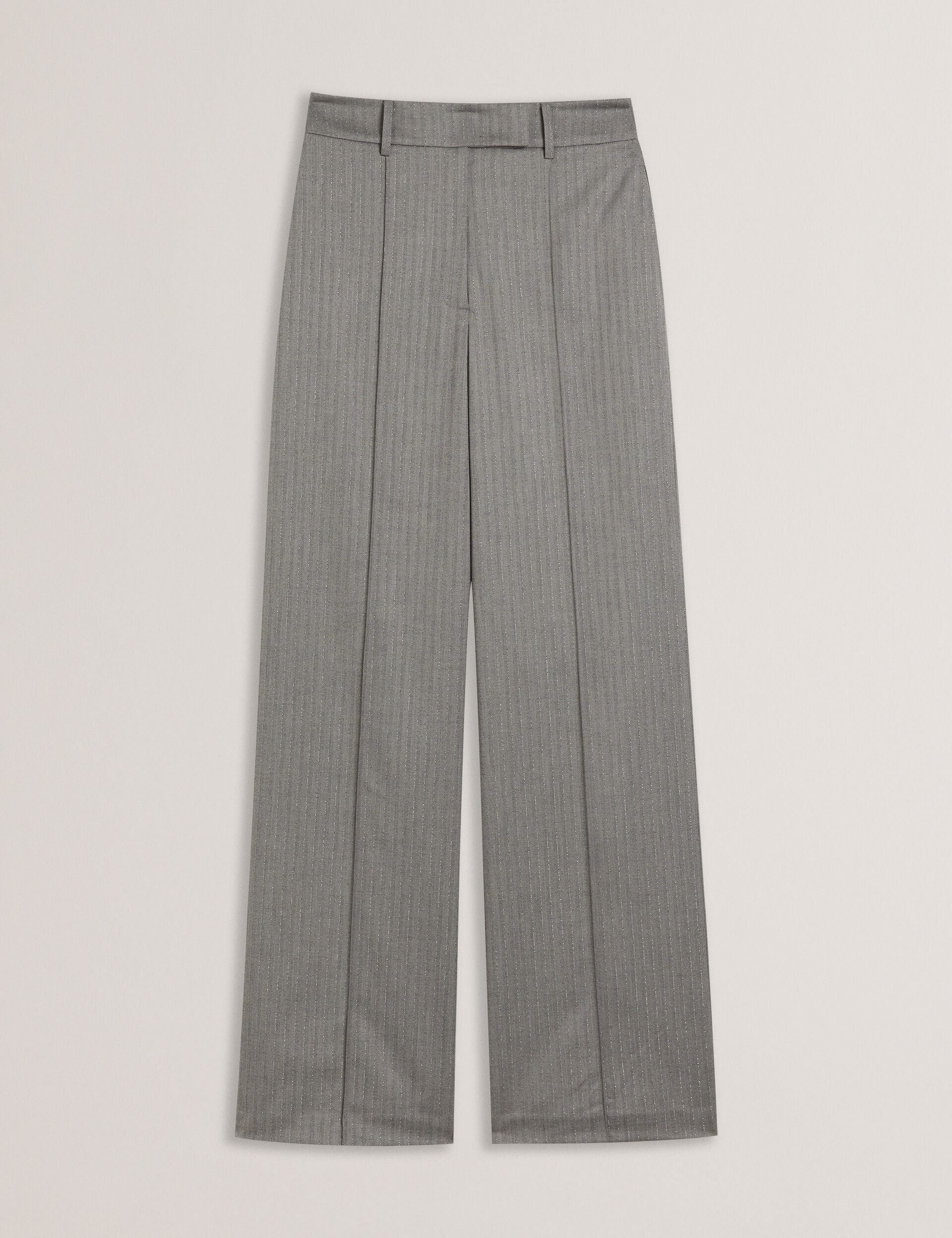 Ted Baker KOAT - Herringbone Wide Leg Tailored Trousers DARK GREY
