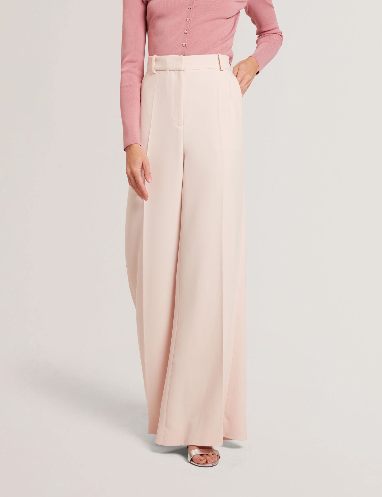 Ted Baker TRAGAT - Ultra Wide Leg Woven Tailored Trousers PALE PINK