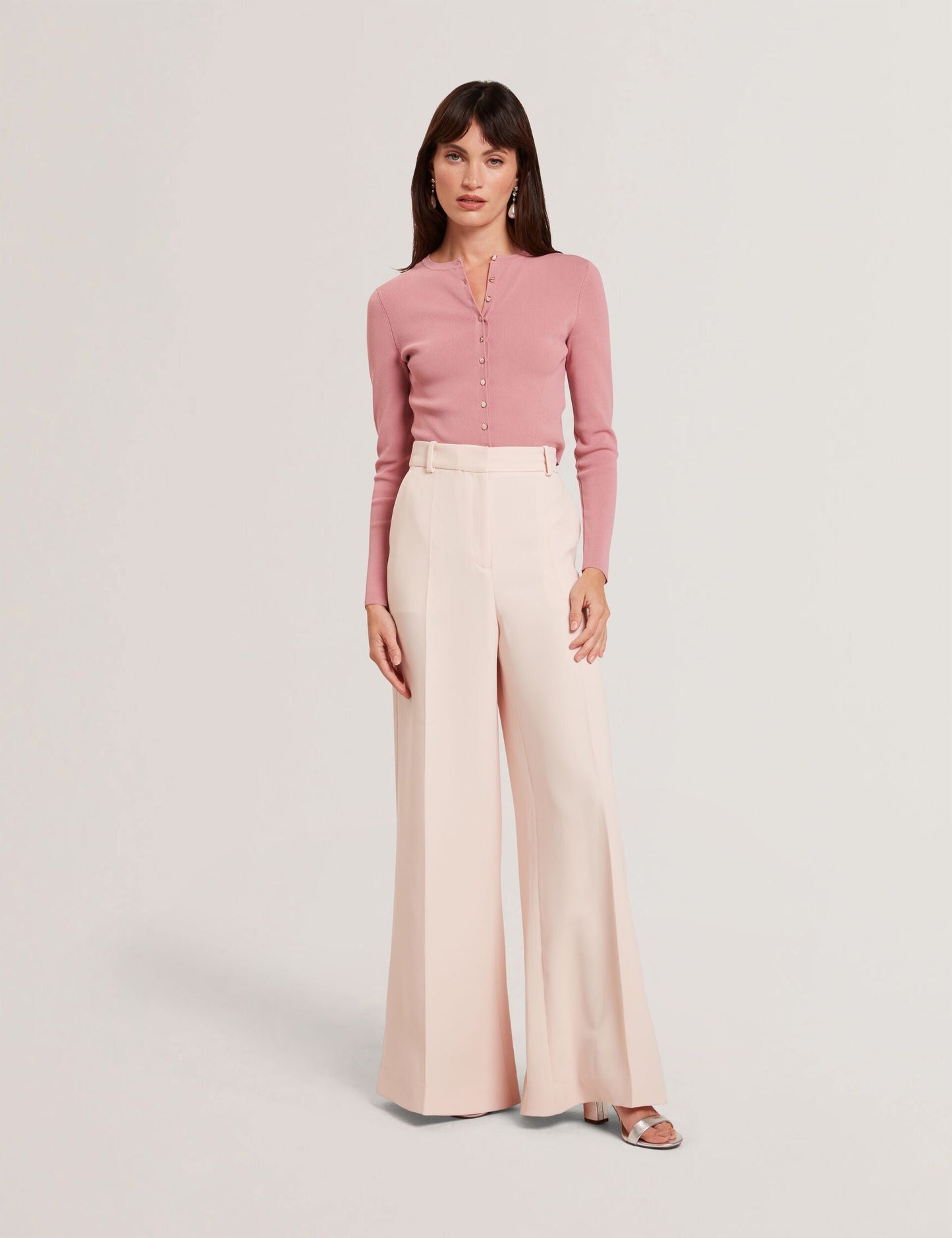 Ted Baker TRAGAT - Ultra Wide Leg Woven Tailored Trousers PALE PINK