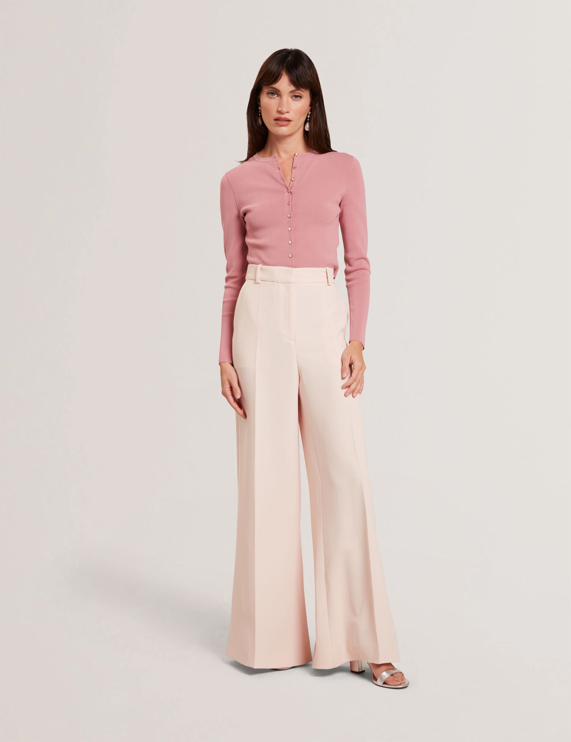Ted Baker TRAGAT - Ultra Wide Leg Woven Tailored Trousers PALE PINK