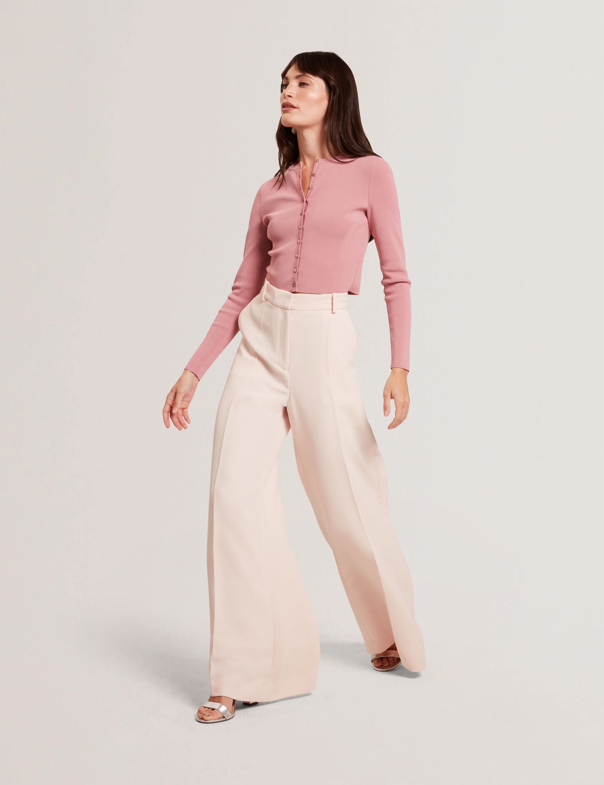 Ted Baker TRAGAT - Ultra Wide Leg Woven Tailored Trousers PALE PINK