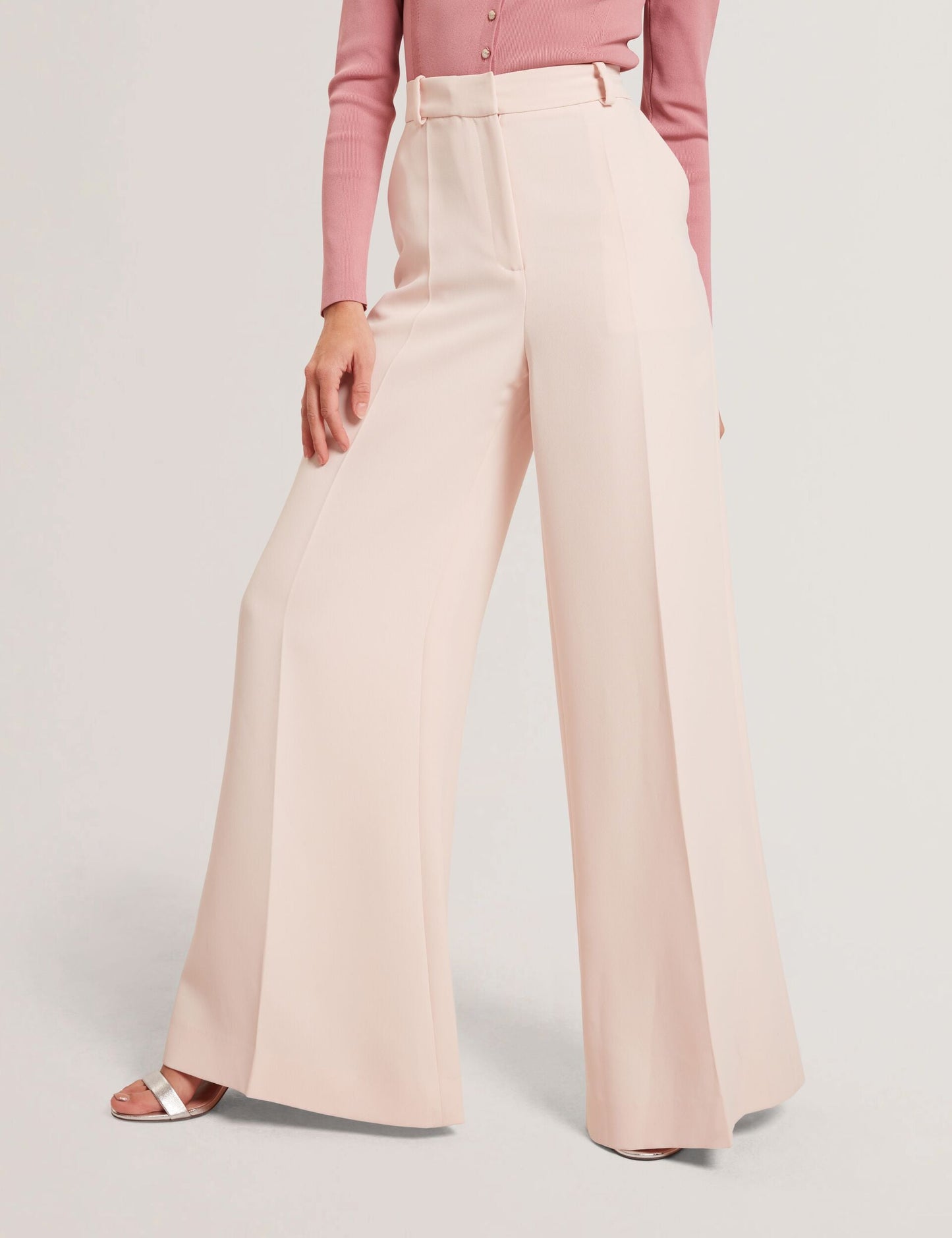 Ted Baker TRAGAT - Ultra Wide Leg Woven Tailored Trousers PALE PINK