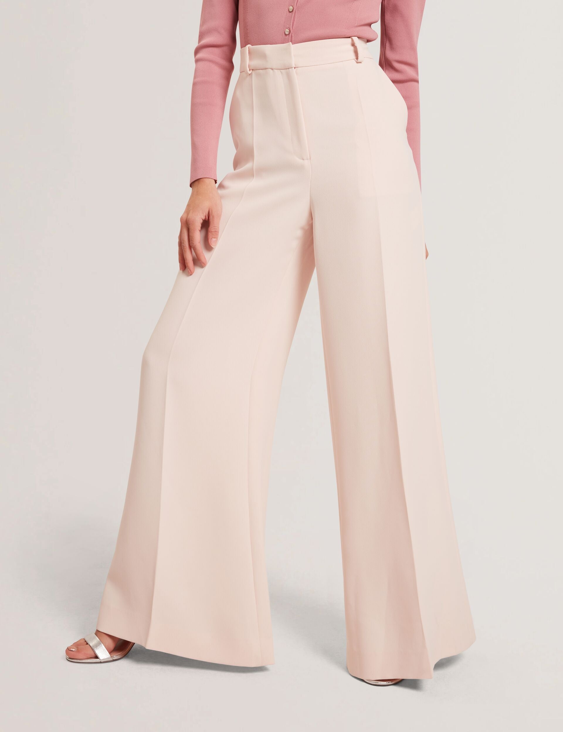 Ted Baker TRAGAT - Ultra Wide Leg Woven Tailored Trousers PALE PINK