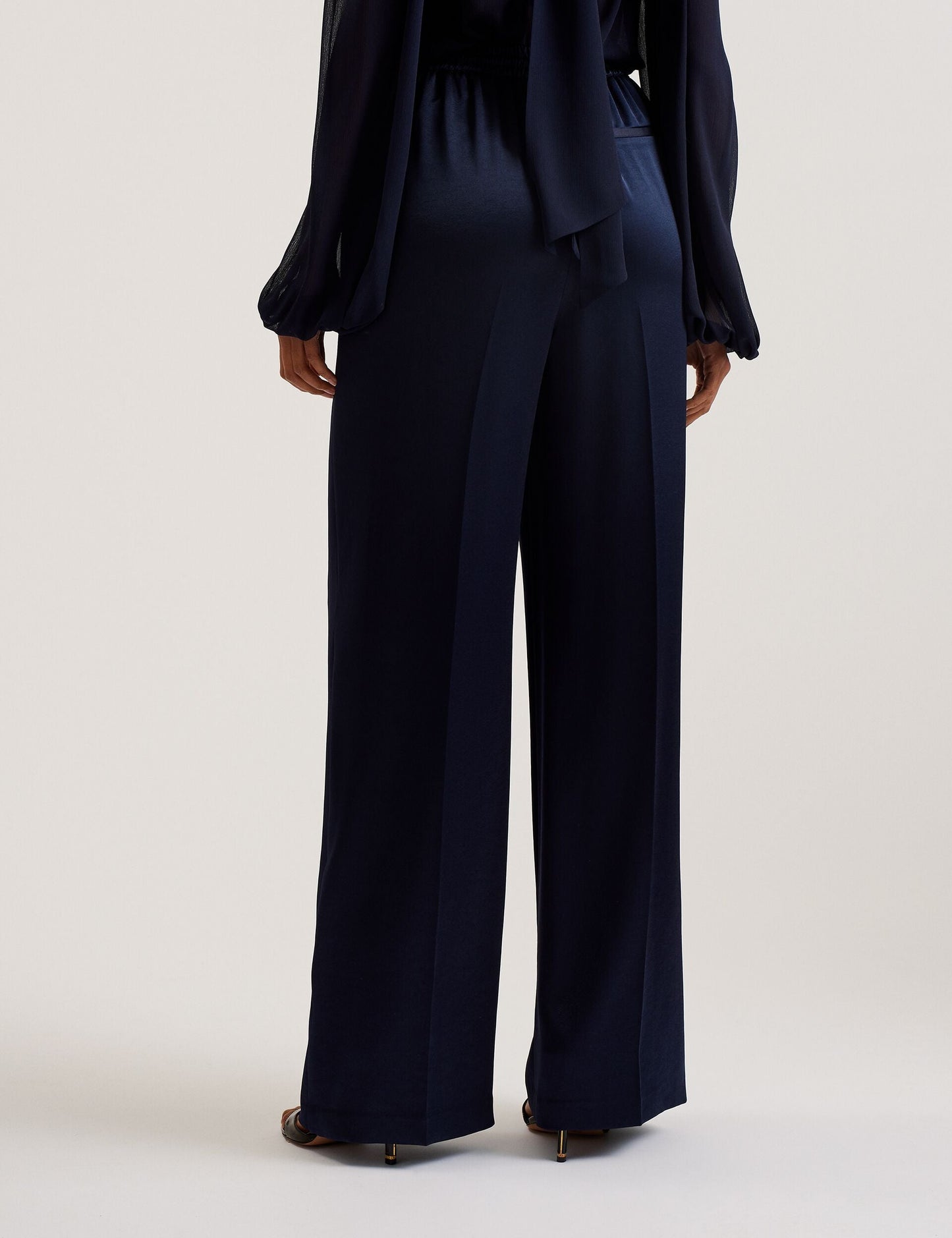 Ted Baker UMAIBO - Satin Wide Leg Drawstring Joggers NAVY