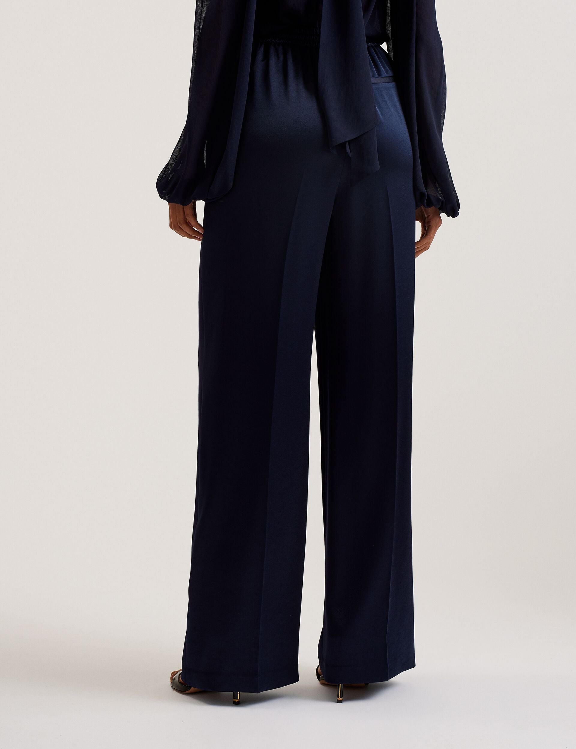 Ted Baker UMAIBO - Satin Wide Leg Drawstring Joggers NAVY