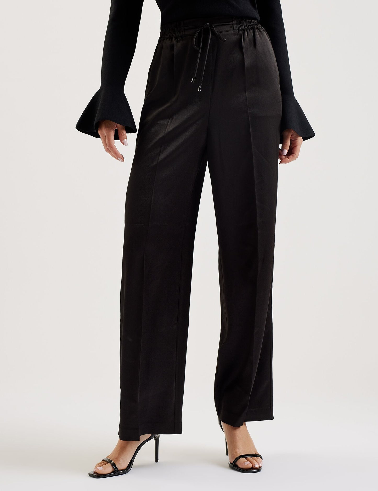 Ted Baker UMAIBO - Satin Wide Leg Drawstring Joggers BLACK