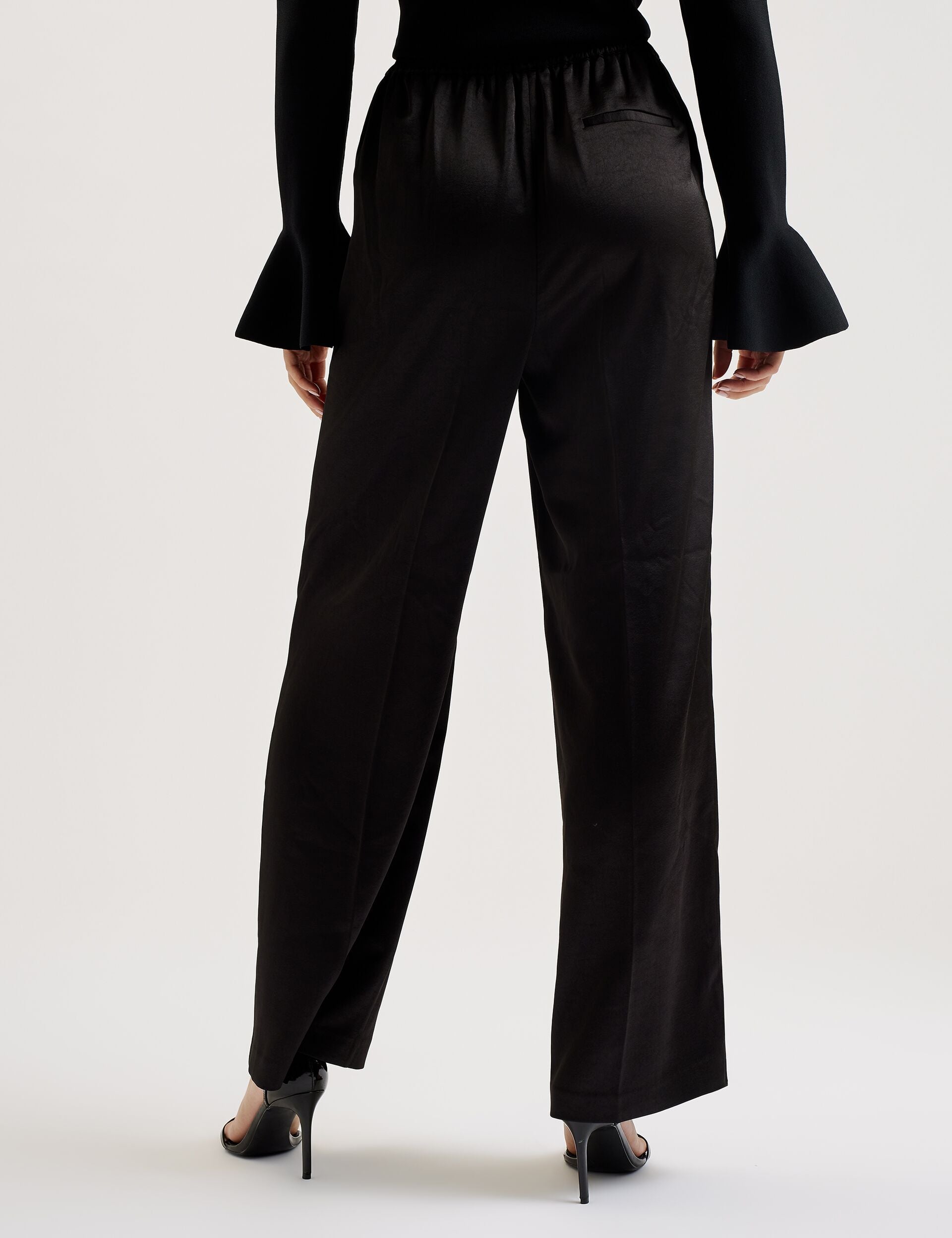 Ted Baker UMAIBO - Satin Wide Leg Drawstring Joggers BLACK