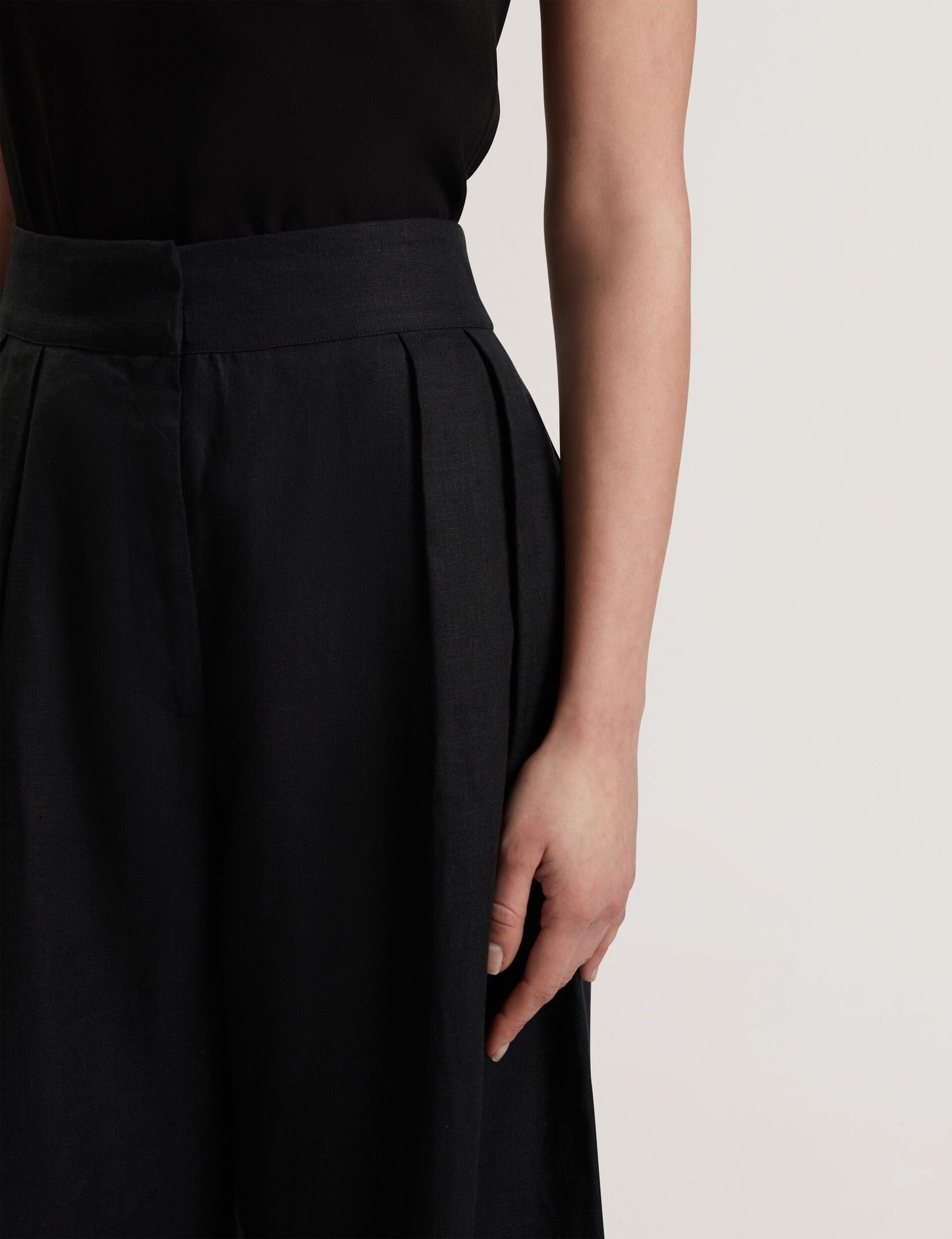 Ted Baker KYFAAT - Pure Linen Tailored Wide Leg Trousers BLACK
