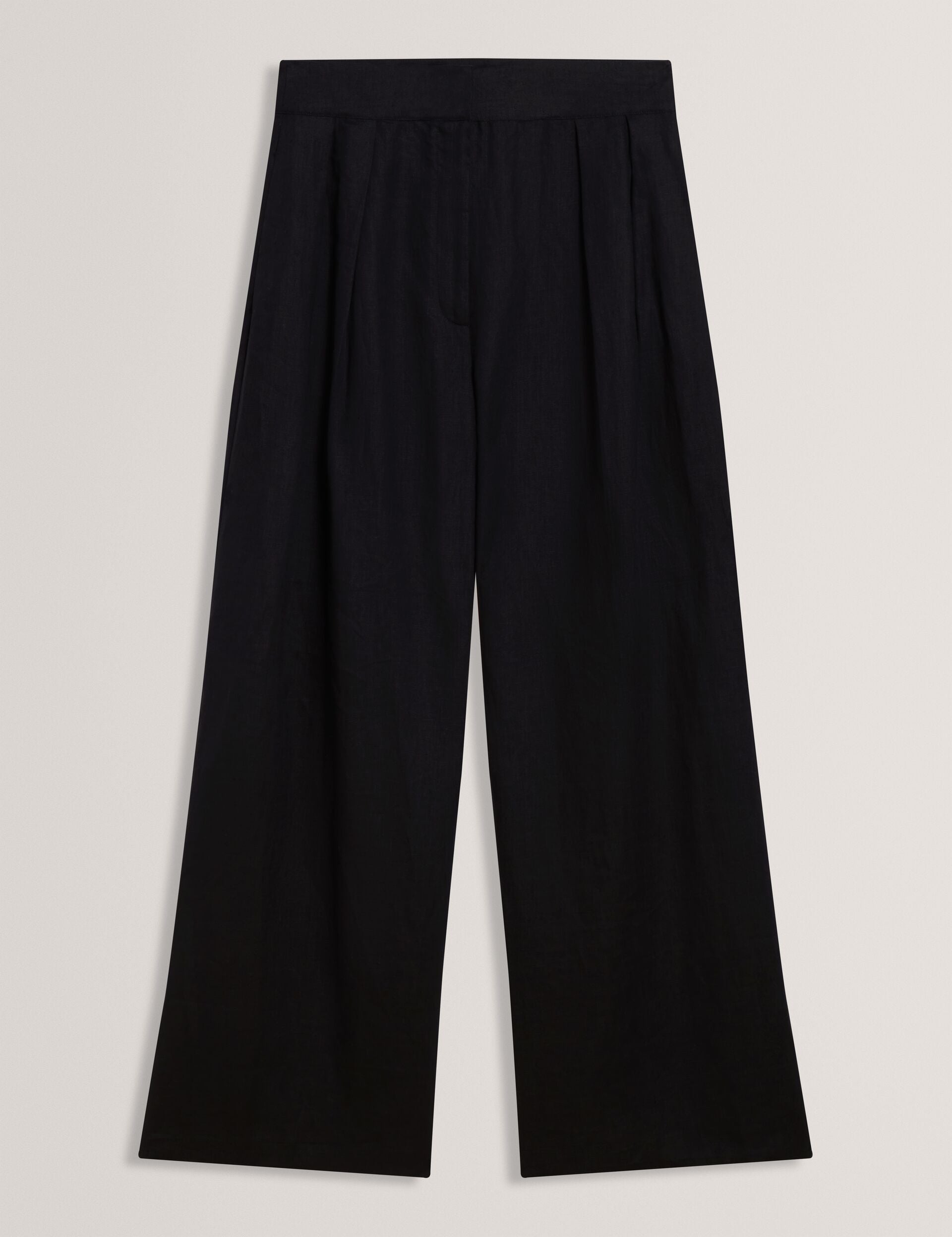 Ted Baker KYFAAT - Pure Linen Tailored Wide Leg Trousers BLACK