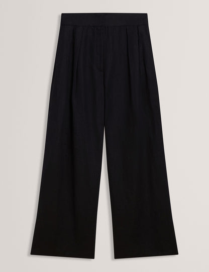 Ted Baker KYFAAT - Pure Linen Tailored Wide Leg Trousers BLACK
