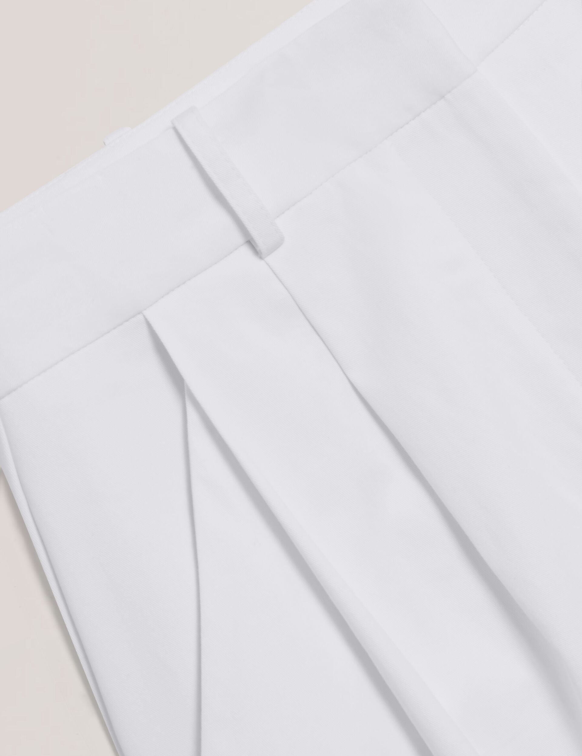 Ted Baker ZOZIA - Cotton Pleated Front Wide Leg Trousers WHITE
