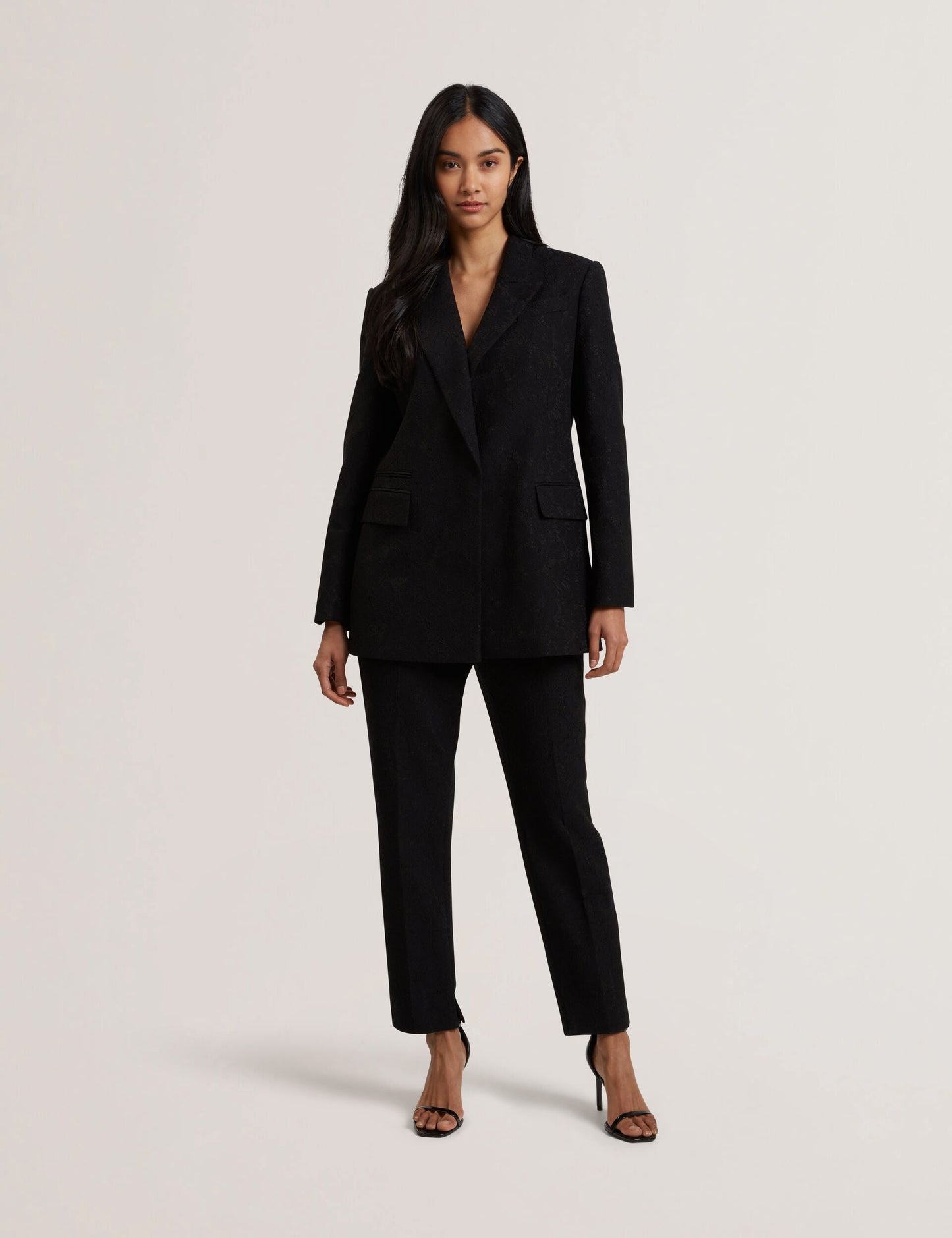 Ted Baker MERIOT - Bonded Lace Slim Tailored Trousers BLACK