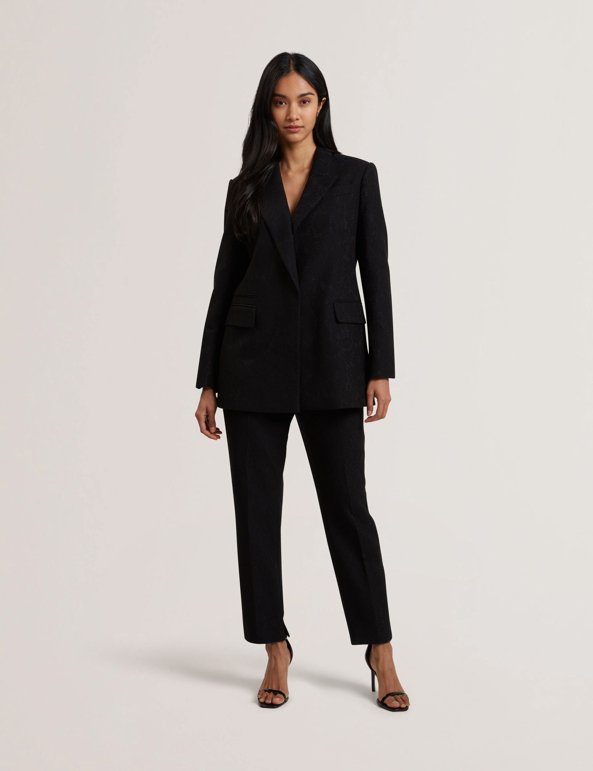 Ted Baker MERIOT - Bonded Lace Slim Tailored Trousers BLACK