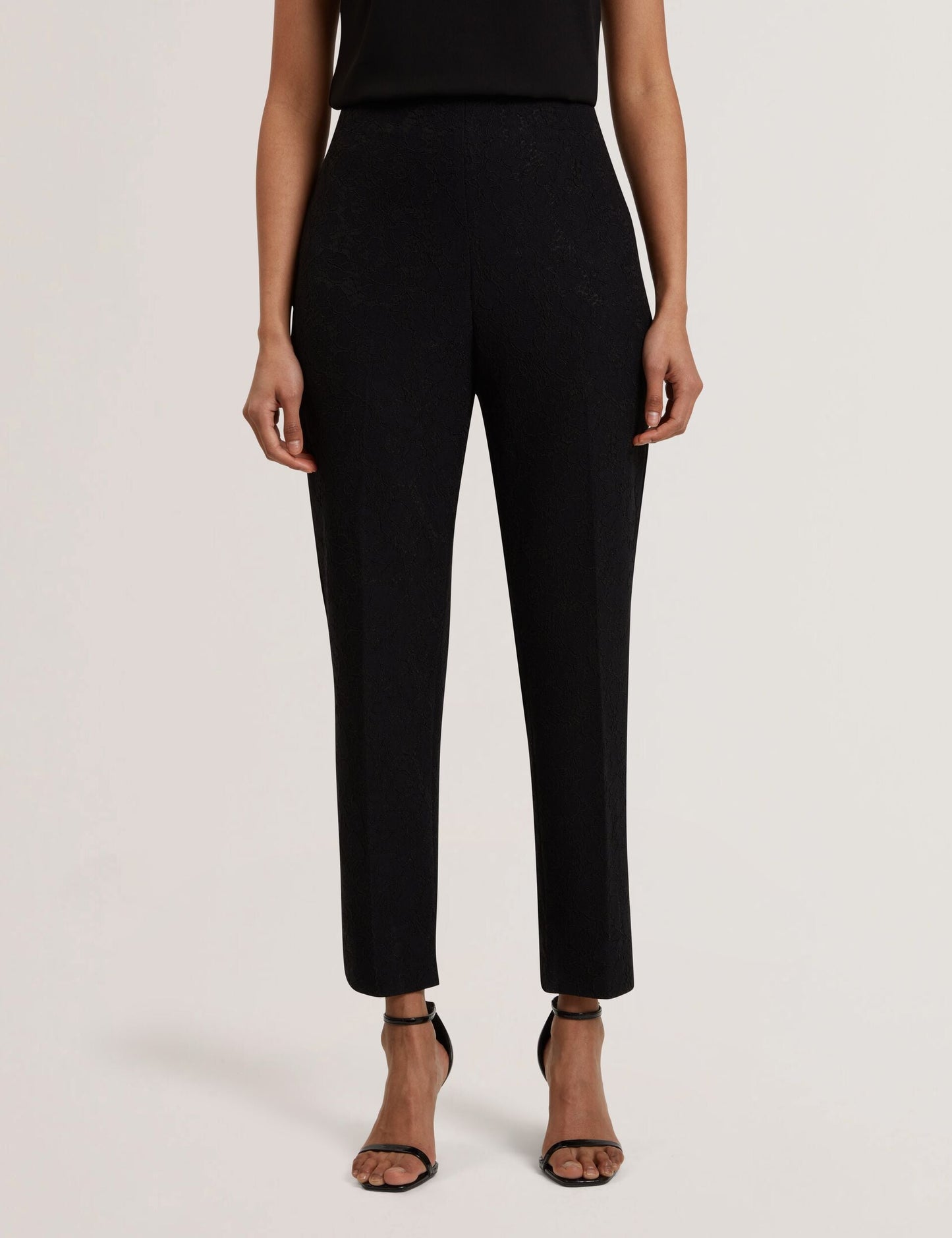 Ted Baker MERIOT - Bonded Lace Slim Tailored Trousers BLACK