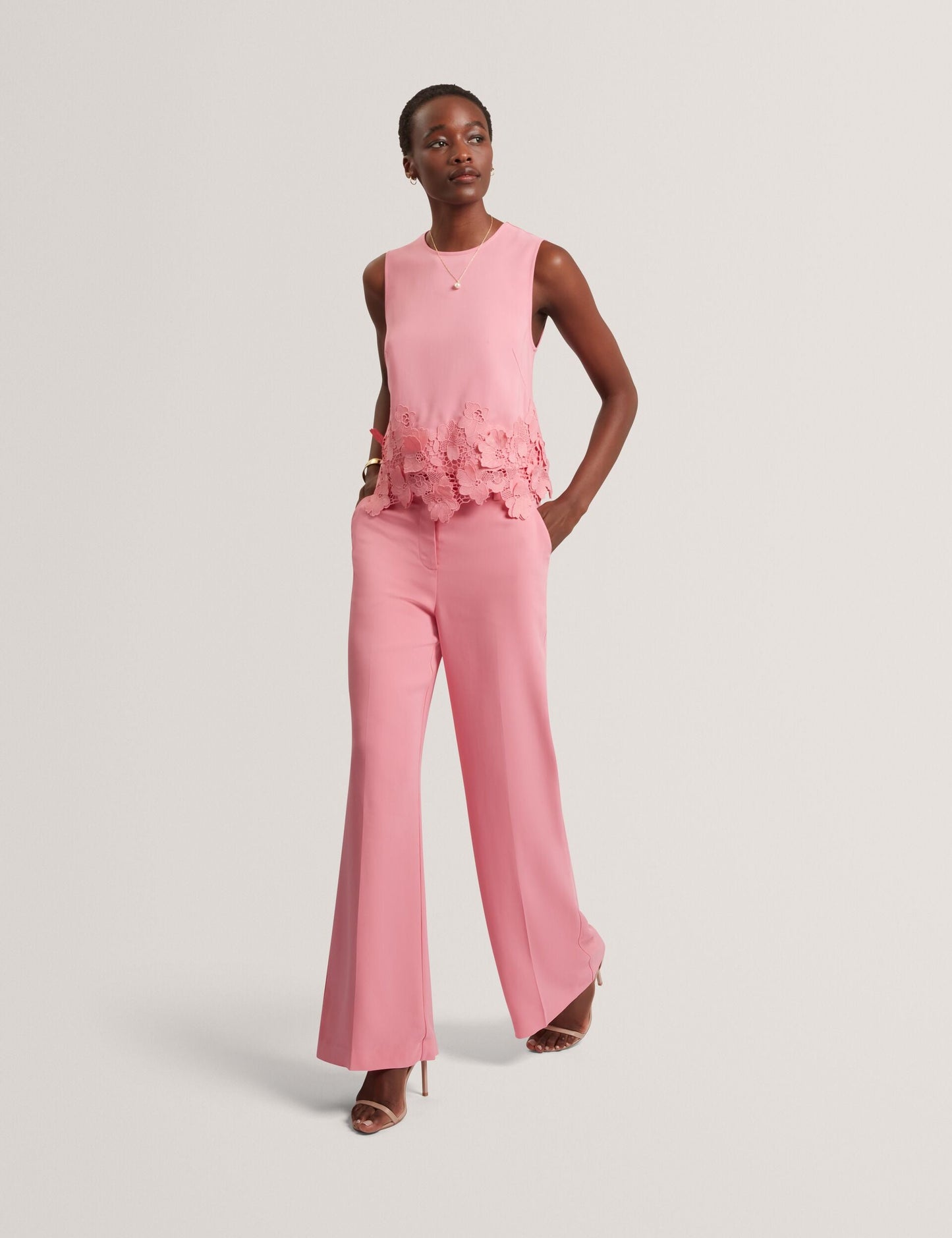 Ted Baker Kasper Wide Leg Suit Pant PINK