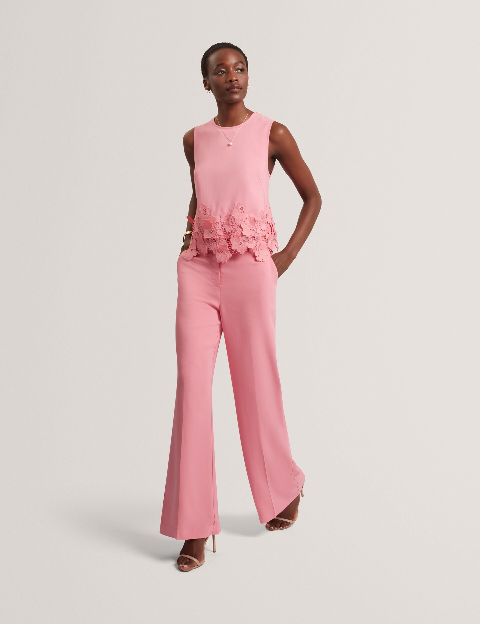 Ted Baker Kasper Wide Leg Suit Pant PINK