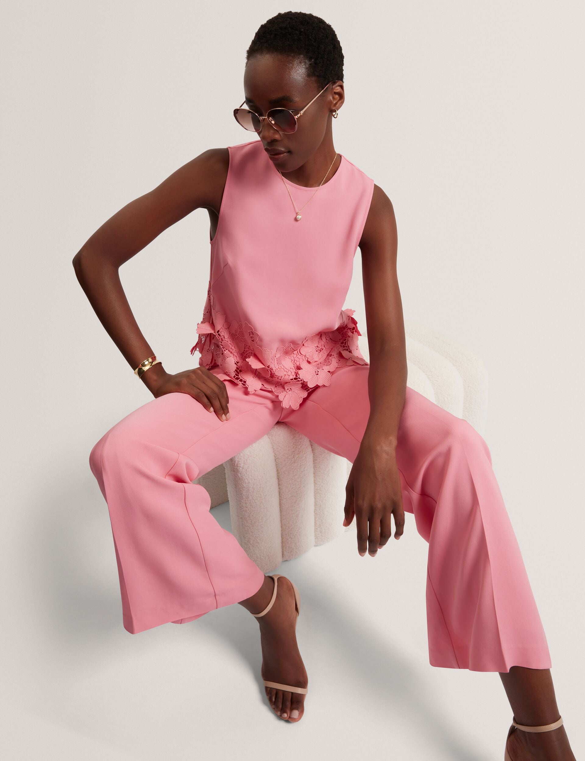 Ted Baker Kasper Wide Leg Suit Pant PINK