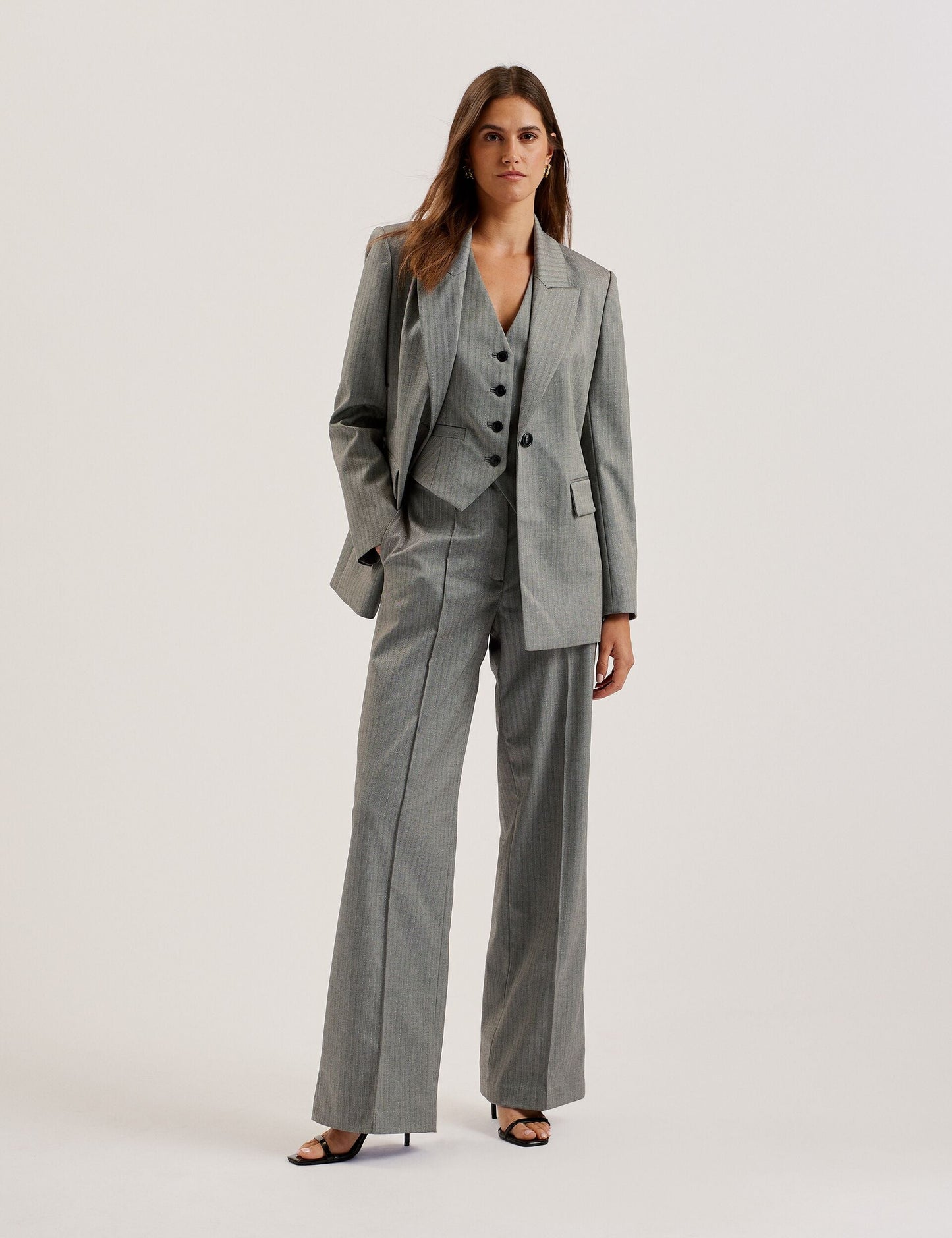 Ted Baker KOA - Oversized Herringbone Single Breasted Blazer DARK GREY