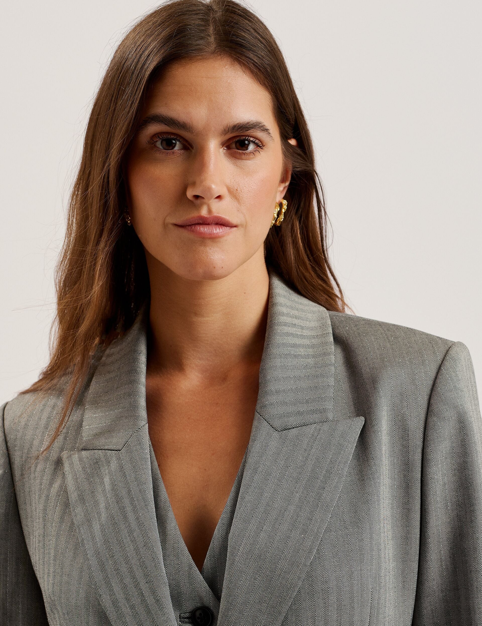 Ted Baker KOA - Oversized Herringbone Single Breasted Blazer DARK GREY