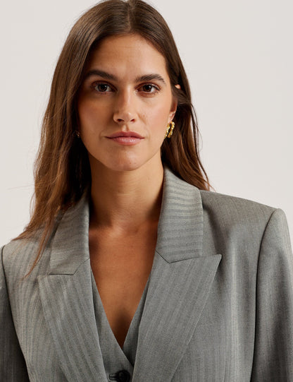 Ted Baker KOA - Oversized Herringbone Single Breasted Blazer DARK GREY