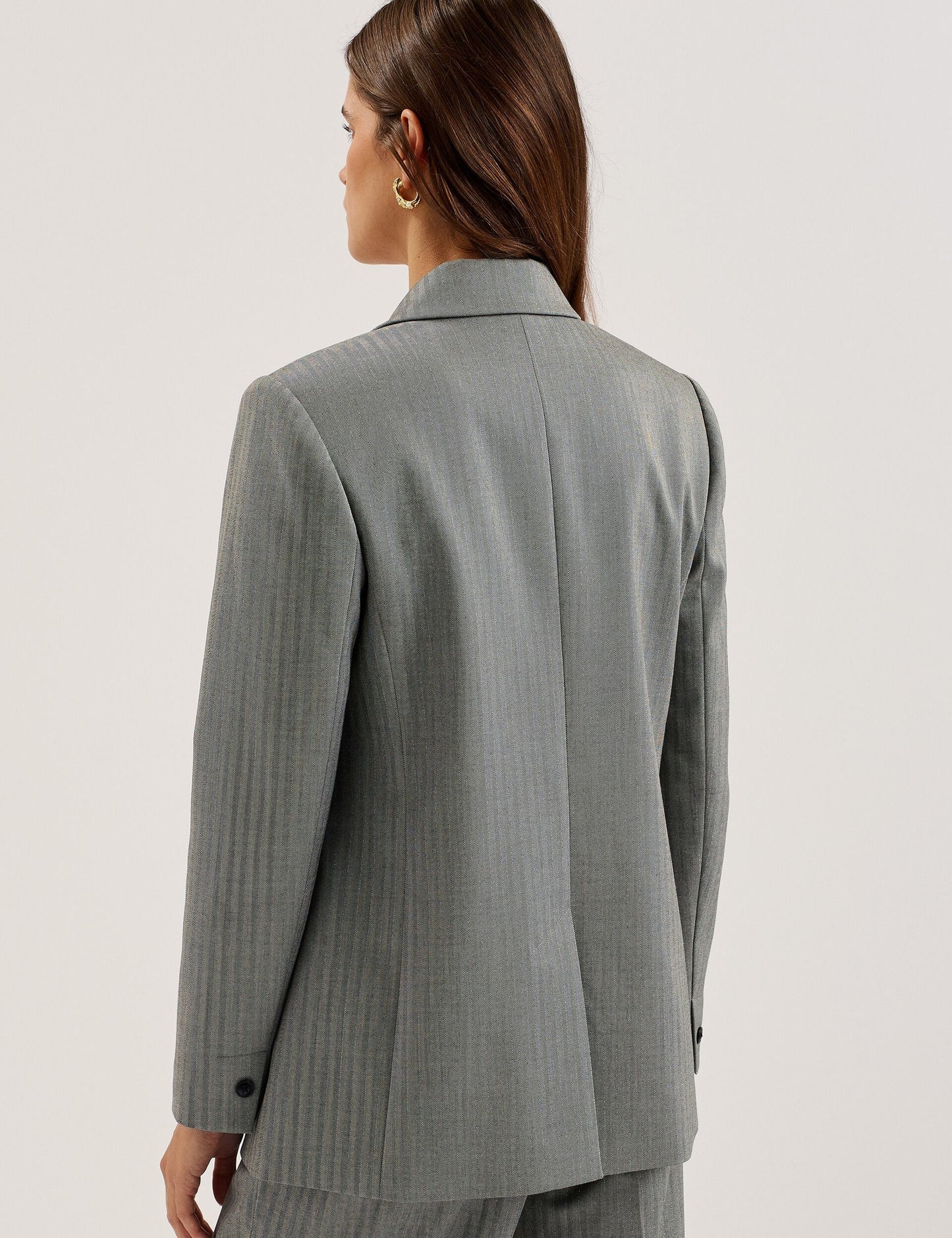 Ted Baker KOA - Oversized Herringbone Single Breasted Blazer DARK GREY