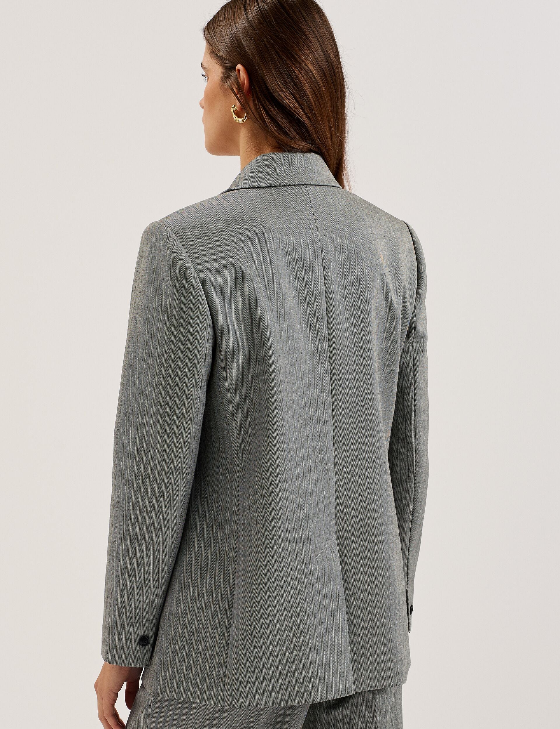 Ted Baker KOA - Oversized Herringbone Single Breasted Blazer DARK GREY