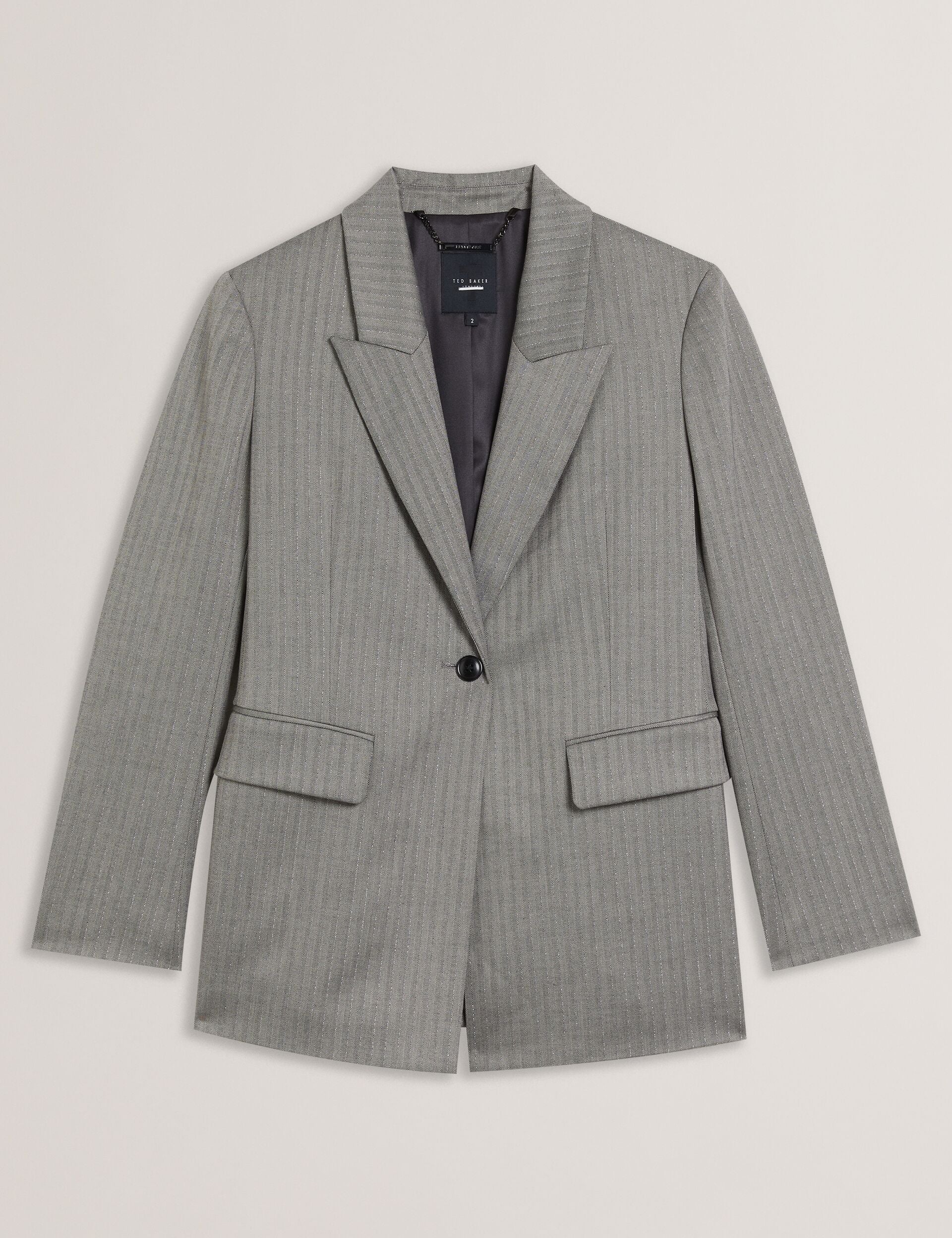 Ted Baker KOA - Oversized Herringbone Single Breasted Blazer DARK GREY