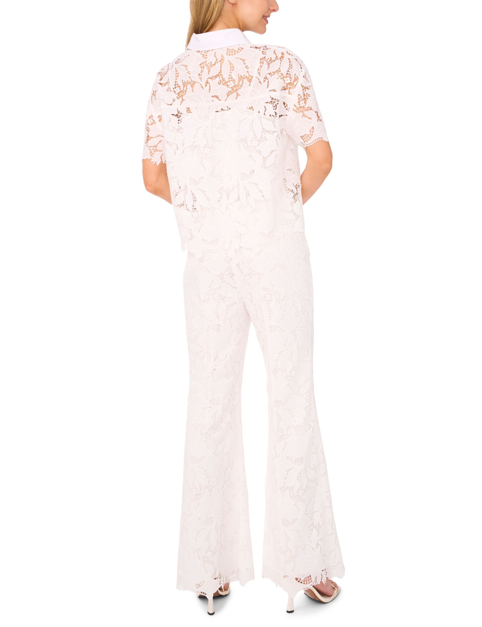 Ted Baker SHORT SLEEVE ALL OVER LACE BLOUSE - White WHITE