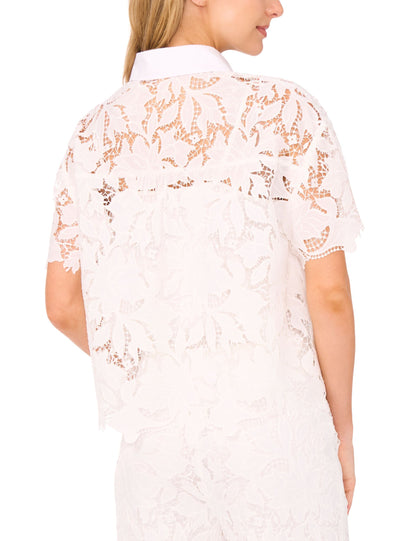 Ted Baker SHORT SLEEVE ALL OVER LACE BLOUSE - White WHITE