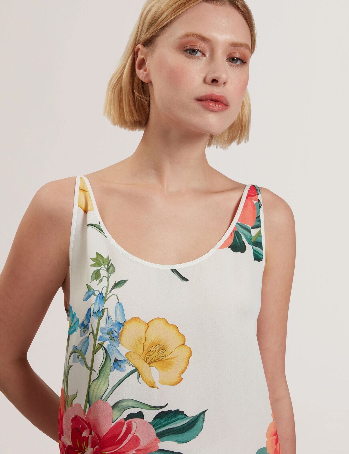 Ted Baker PURRLA - Floral Print Scoop Neck Sleeveless Top WHITE
