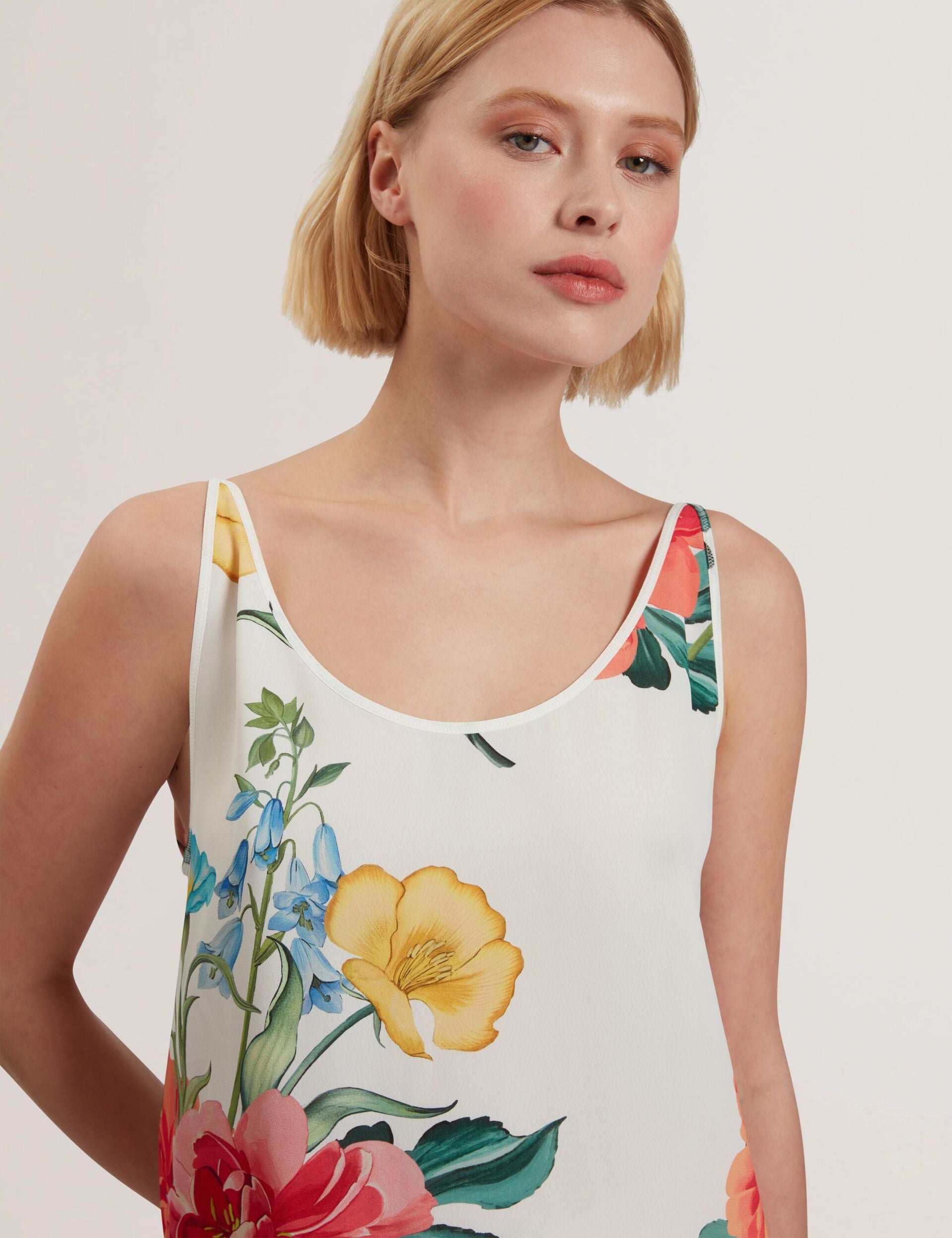 Ted Baker PURRLA - Floral Print Scoop Neck Sleeveless Top WHITE