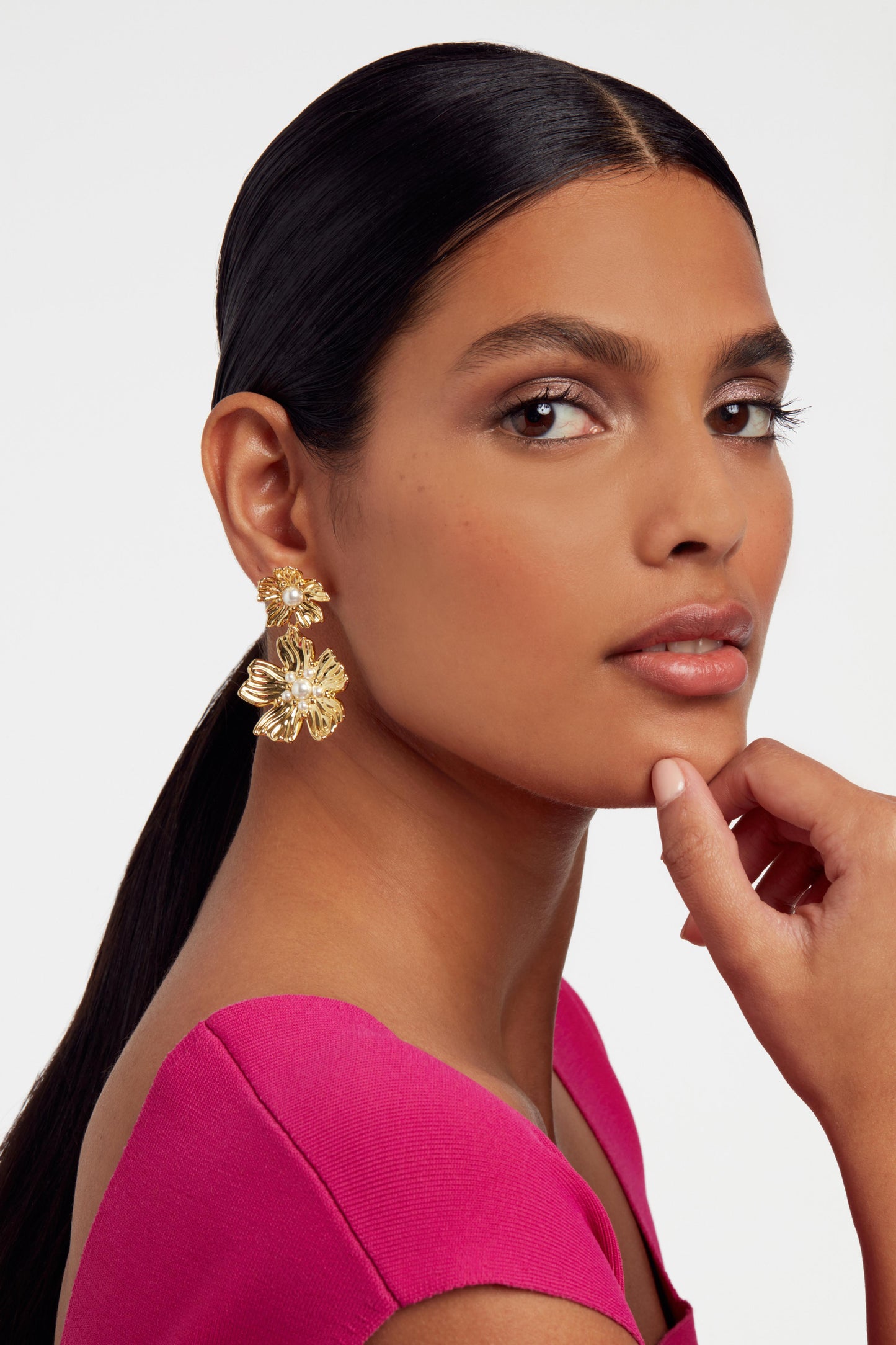 Ted Baker Petaria - Flower Statement Drop Earrings GOLD